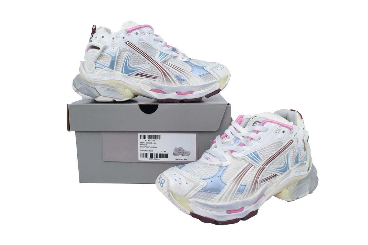 Balenciaga Runner Sneaker White Blue Pink 772767 WRUNG 3120