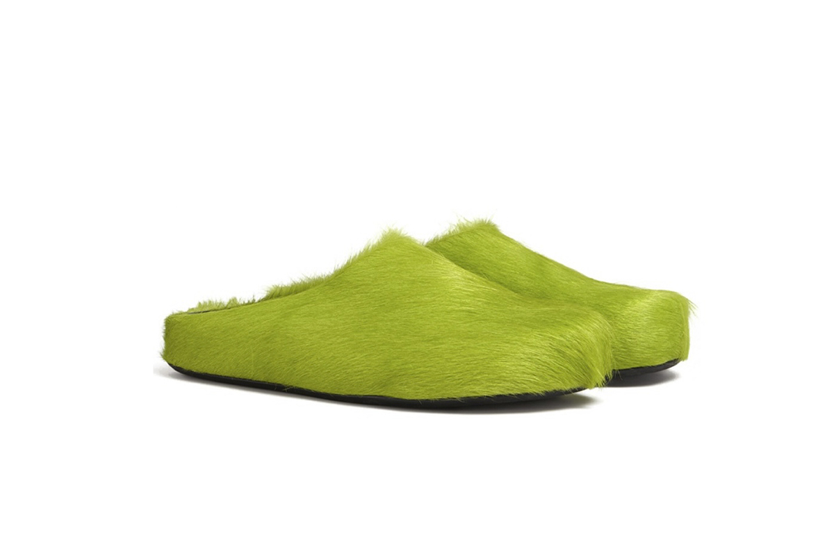 Marni Long hair Calfskin Fussbett Sabot Green SBMR000600P412200V07