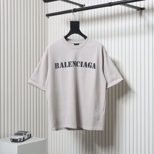 Balenciaga Blurred Inkjet Letters Short Sleeve T-shirt Light Gray
