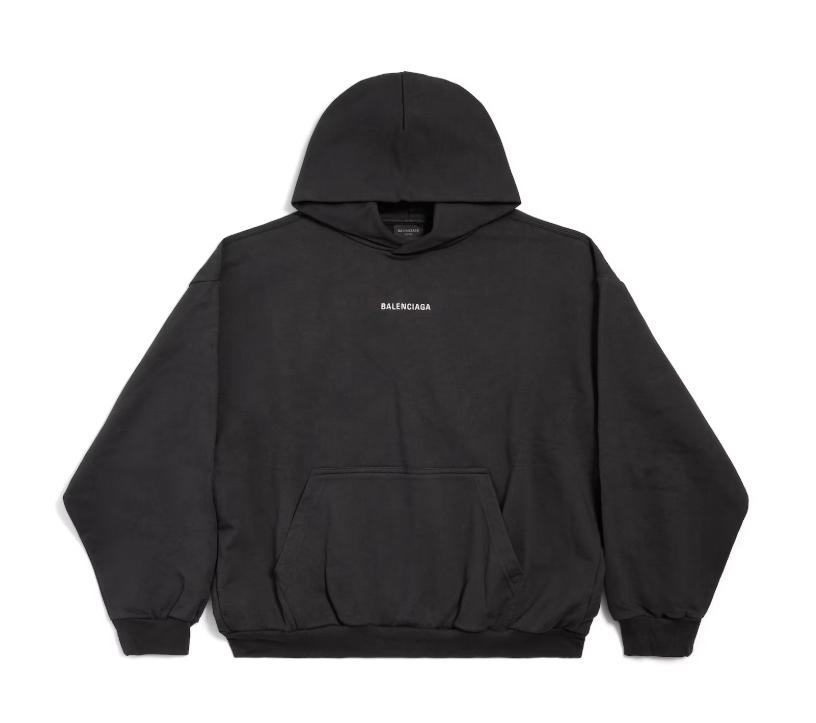 New Balenciaga Back Hoodie Medium Fit in Black medium fleece