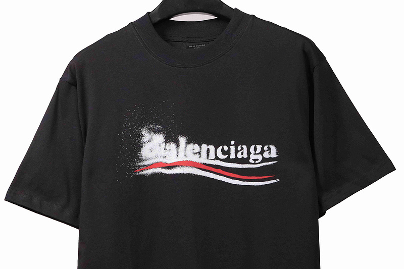 Balenciaga Blurred Coke Printed Short Sleeve Navy