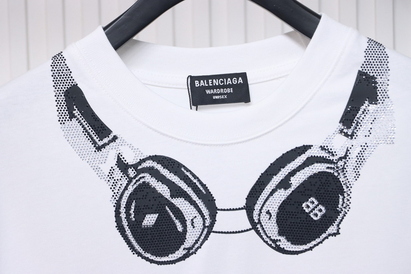 Balenciaga Hot Diamond Earphone Short Sleeve white