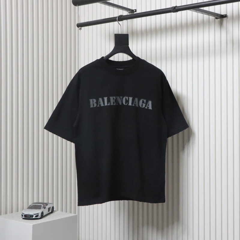 Balenciaga Blurred Inkjet Letters Short Sleeve T-shirt Black