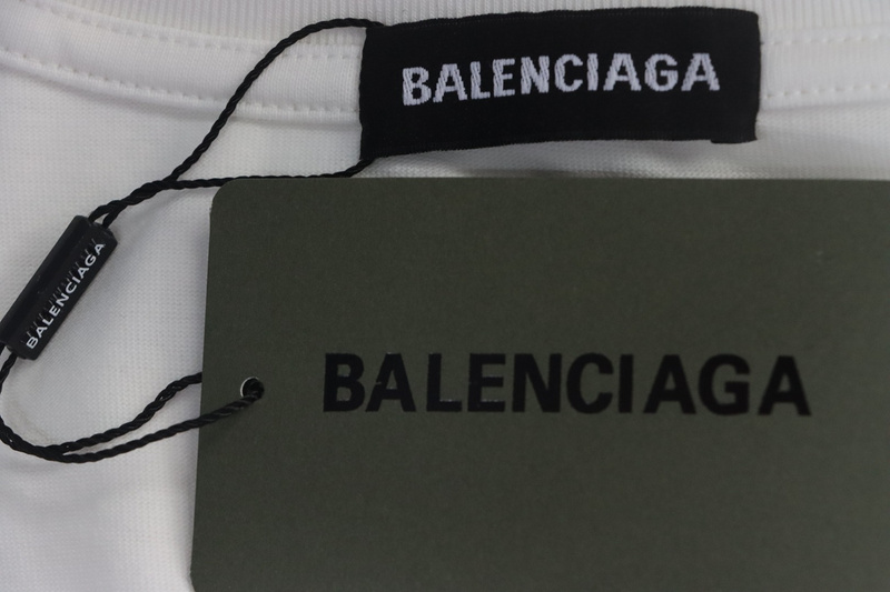 Balenciaga 25ss Sanskrit letters flocking print short sleeves white
