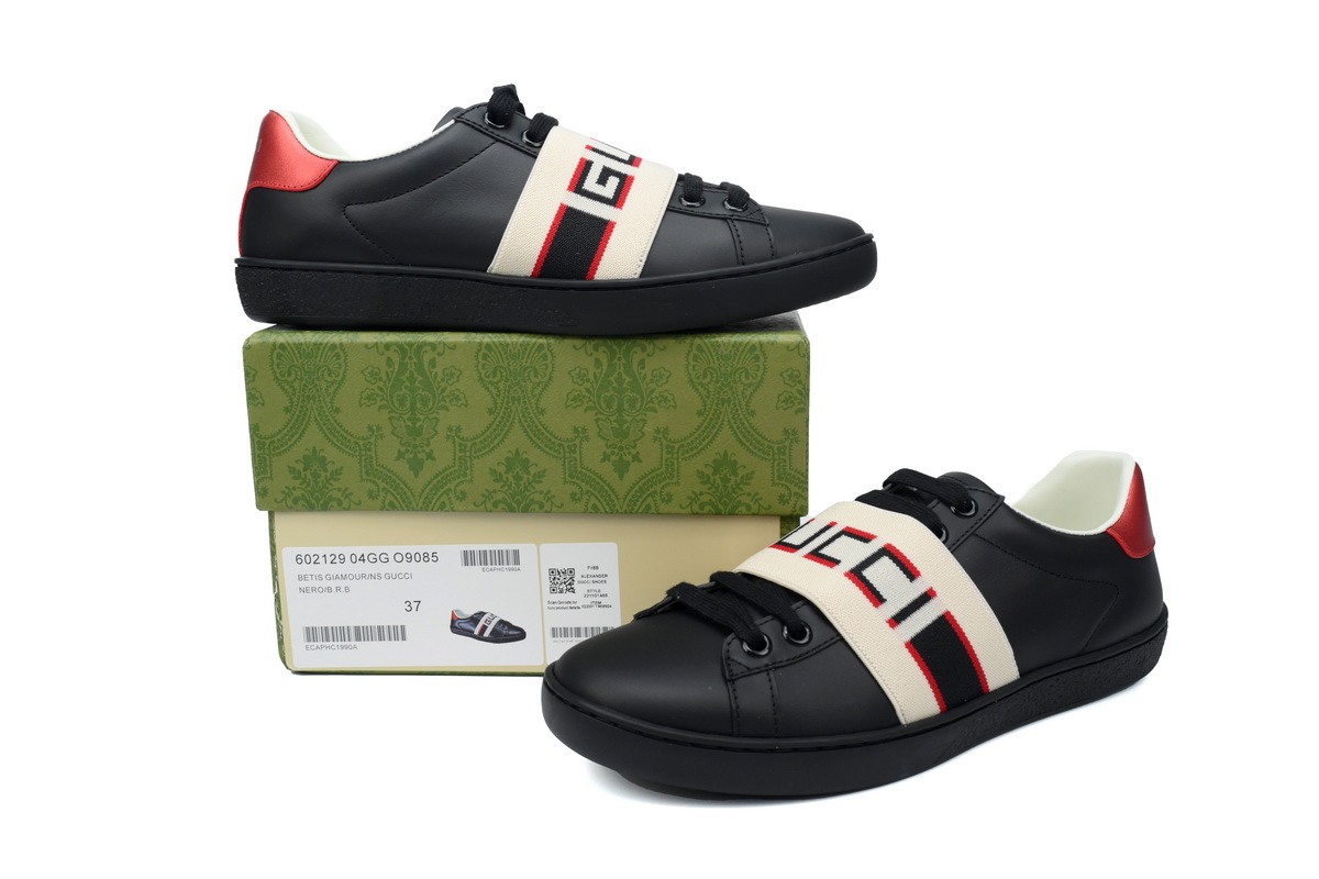 Gucci Ace Stripe Leather 'Black'