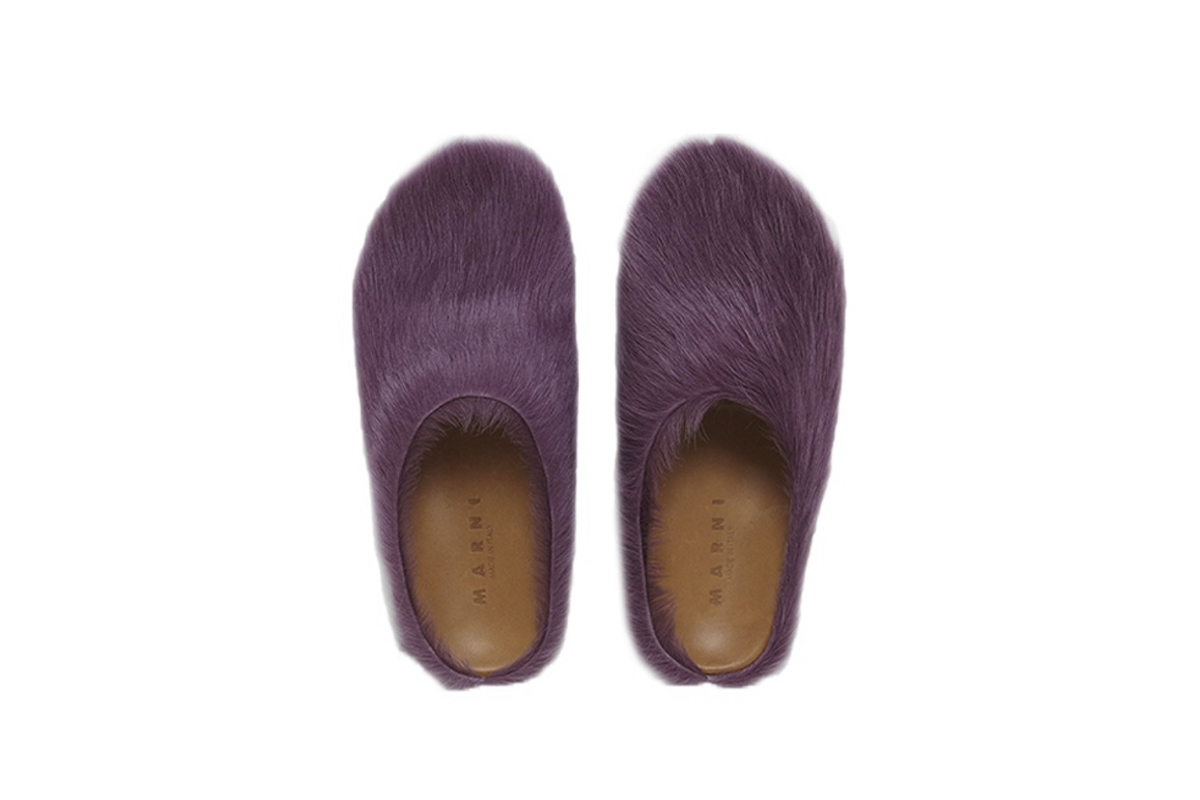 Marni Long hair Calfskin Fussbett Sabot Purple SBMS004601P412200C68