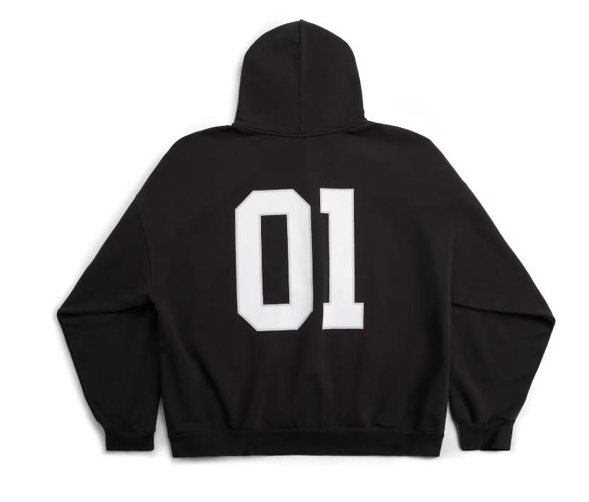 Balenciaga Basketball Series - Hoodie Large Fit in washed black archetype fleece