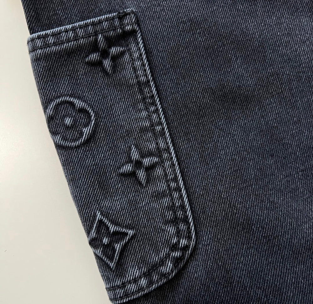Louis Vuitton Monogram Detail Carpenter Denim Pants Black