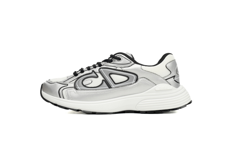 Dior Light Grey 'B30' Sneakers Black Silver 3SN279 ZMA1 6141