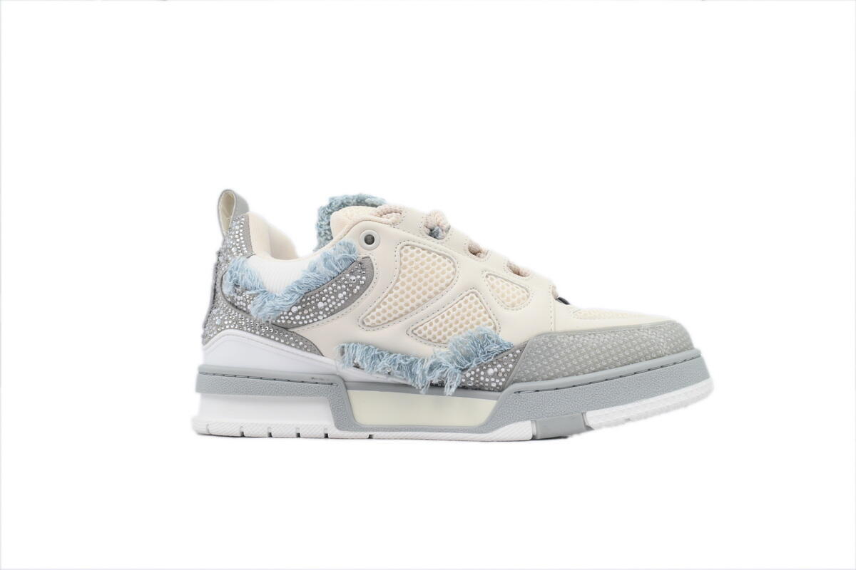 Louis Vuitton Skate Horse Hair Gray White Diamond