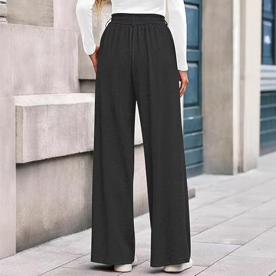 Autumn Winter Casual Comfortable Solid Color Straight Wide-Leg Draped Long Pants for Women