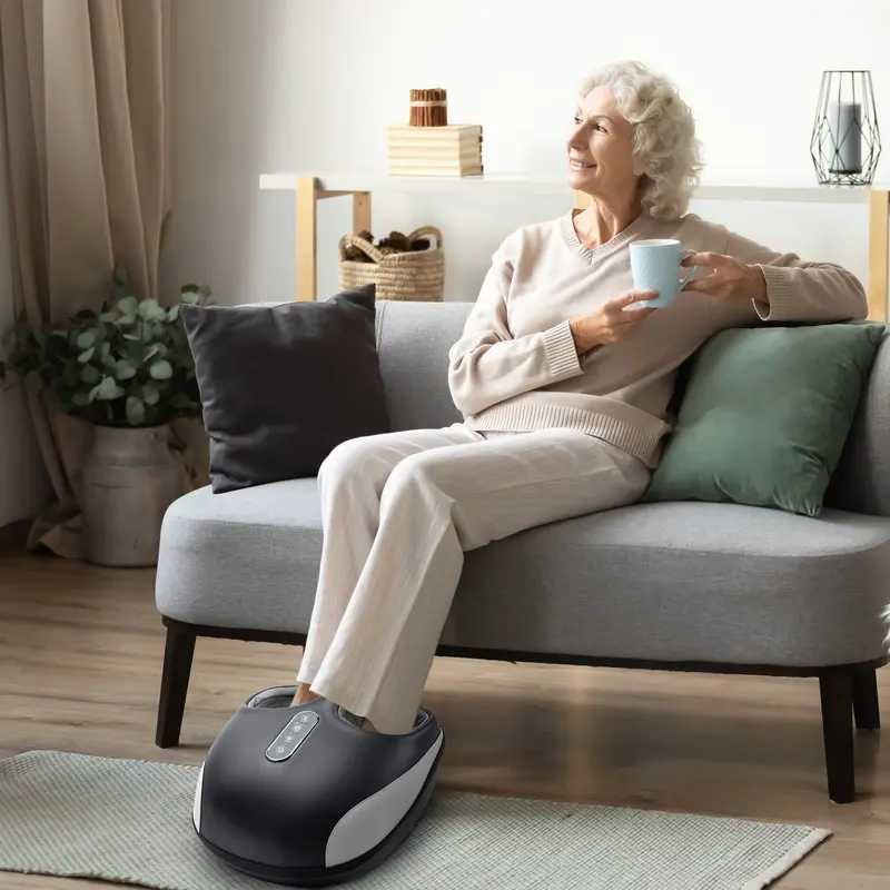 Nekteck Shiatsu Foot Massager Machine with Soothing Heat, Deep Kneading Therapy, Air Compression, Improve Blood Circulation and Foot Wellness Brown