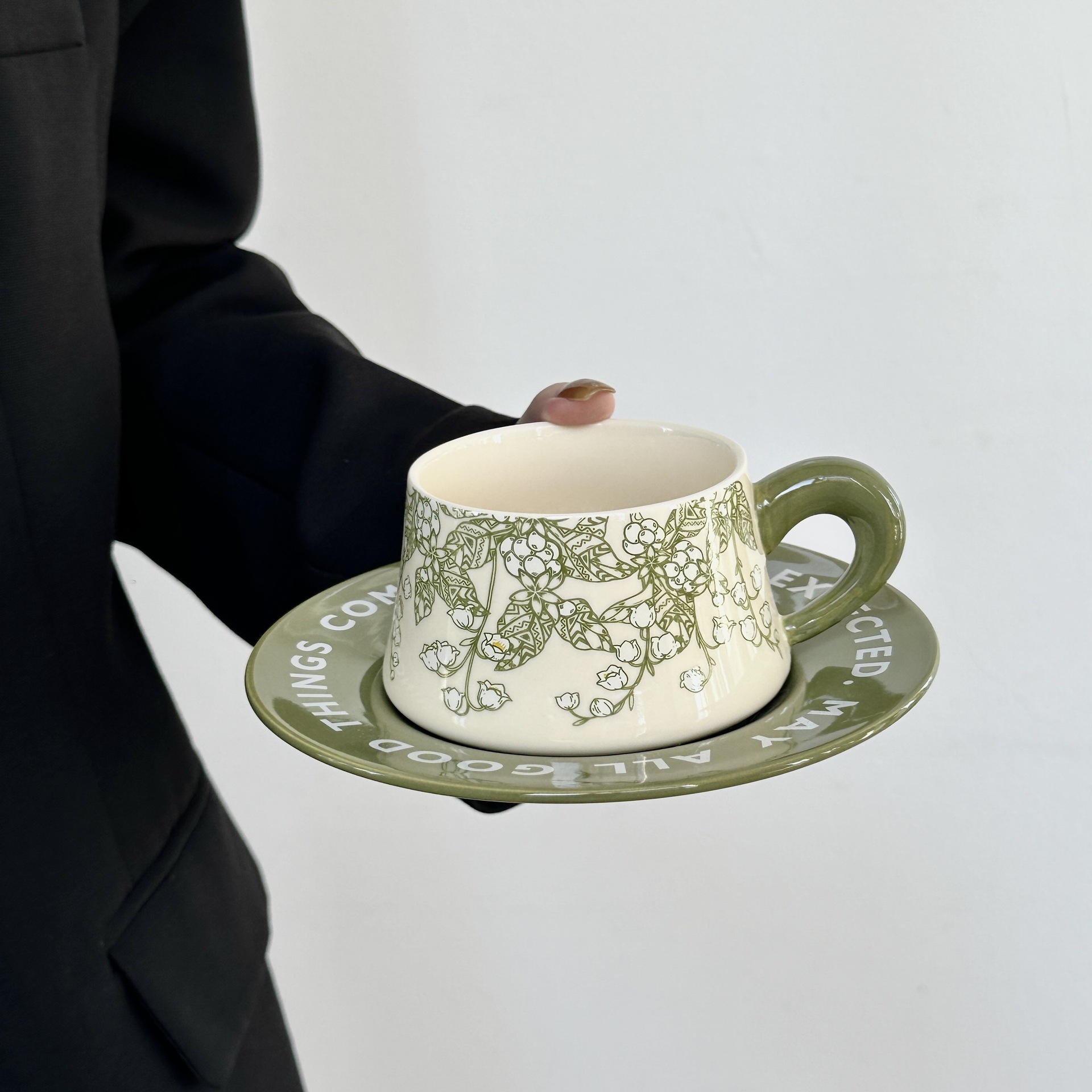 Floral Pattern Ceramic Cup and Saucer