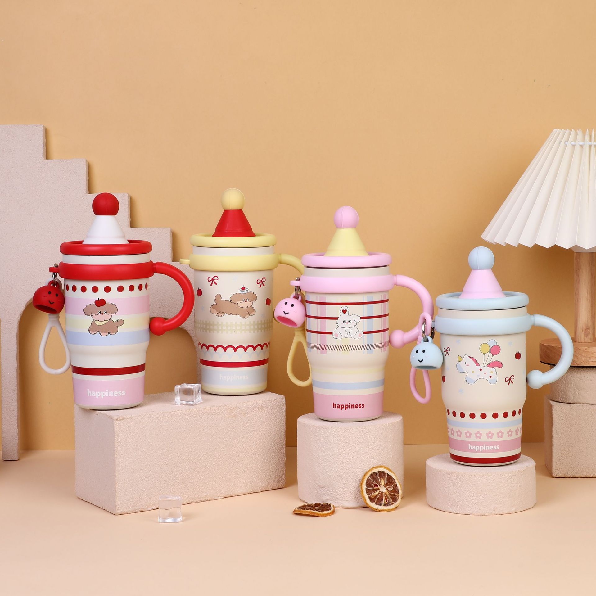 Unicorn Pattern Mug with Handle and Charm