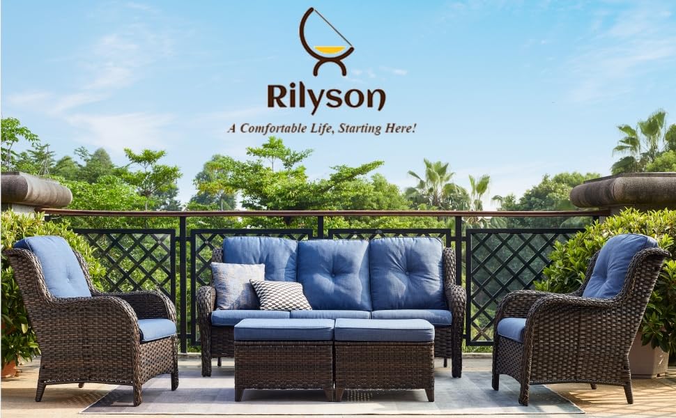 patio wicker furniture set rattan lawn conversation 4 piece sofa couch