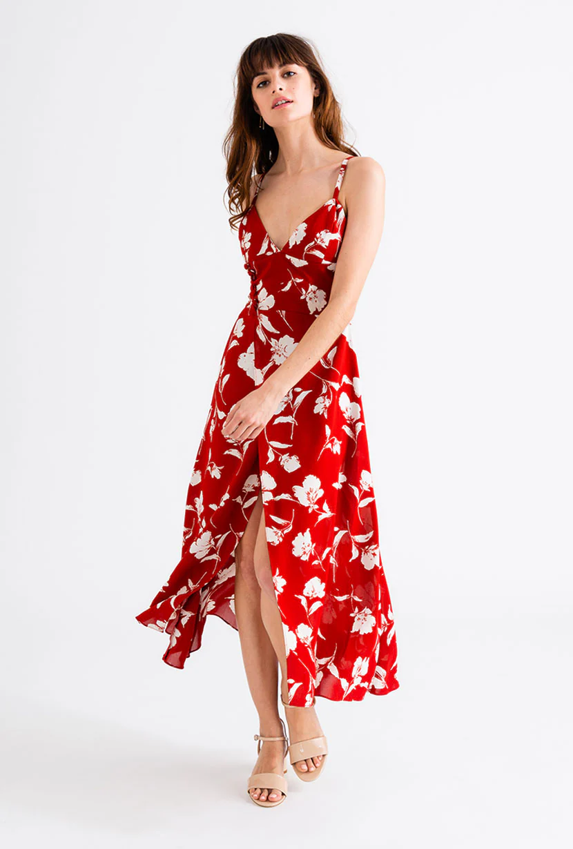 Carly Dress - Red Floral