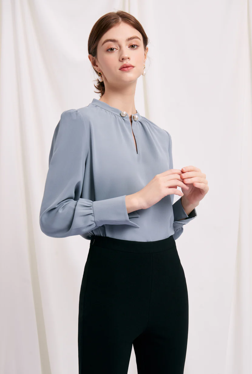 Buvette Pearl Blouse - Dusty Blue