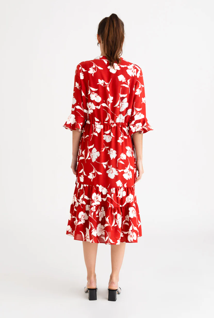 Celina Dress - Red Floral
