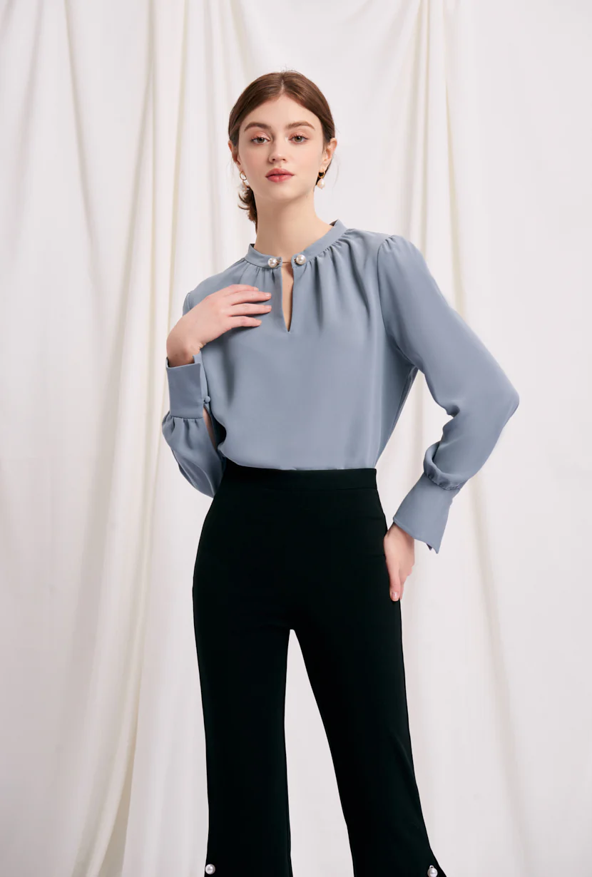 Buvette Pearl Blouse - Dusty Blue