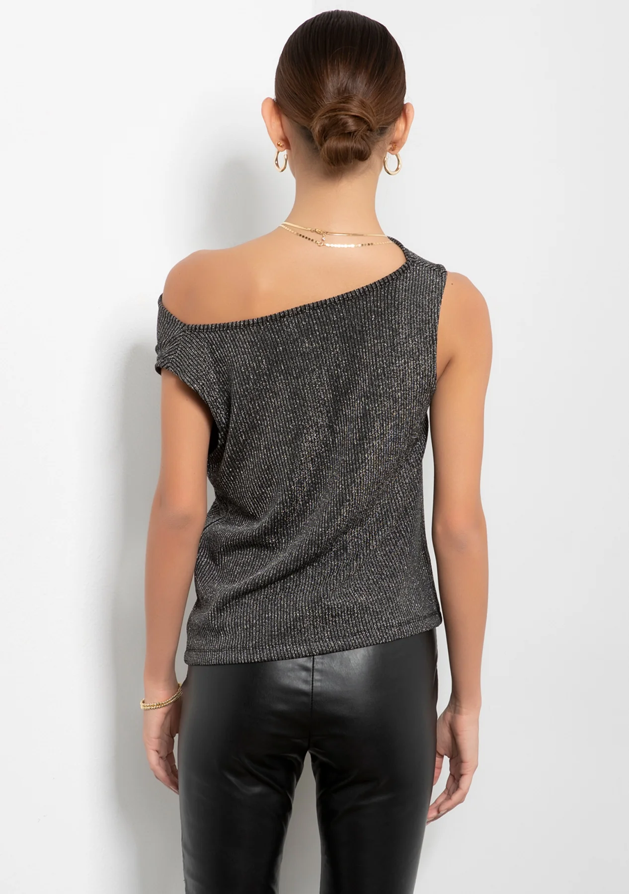 Gigi Metallic Rib Top
