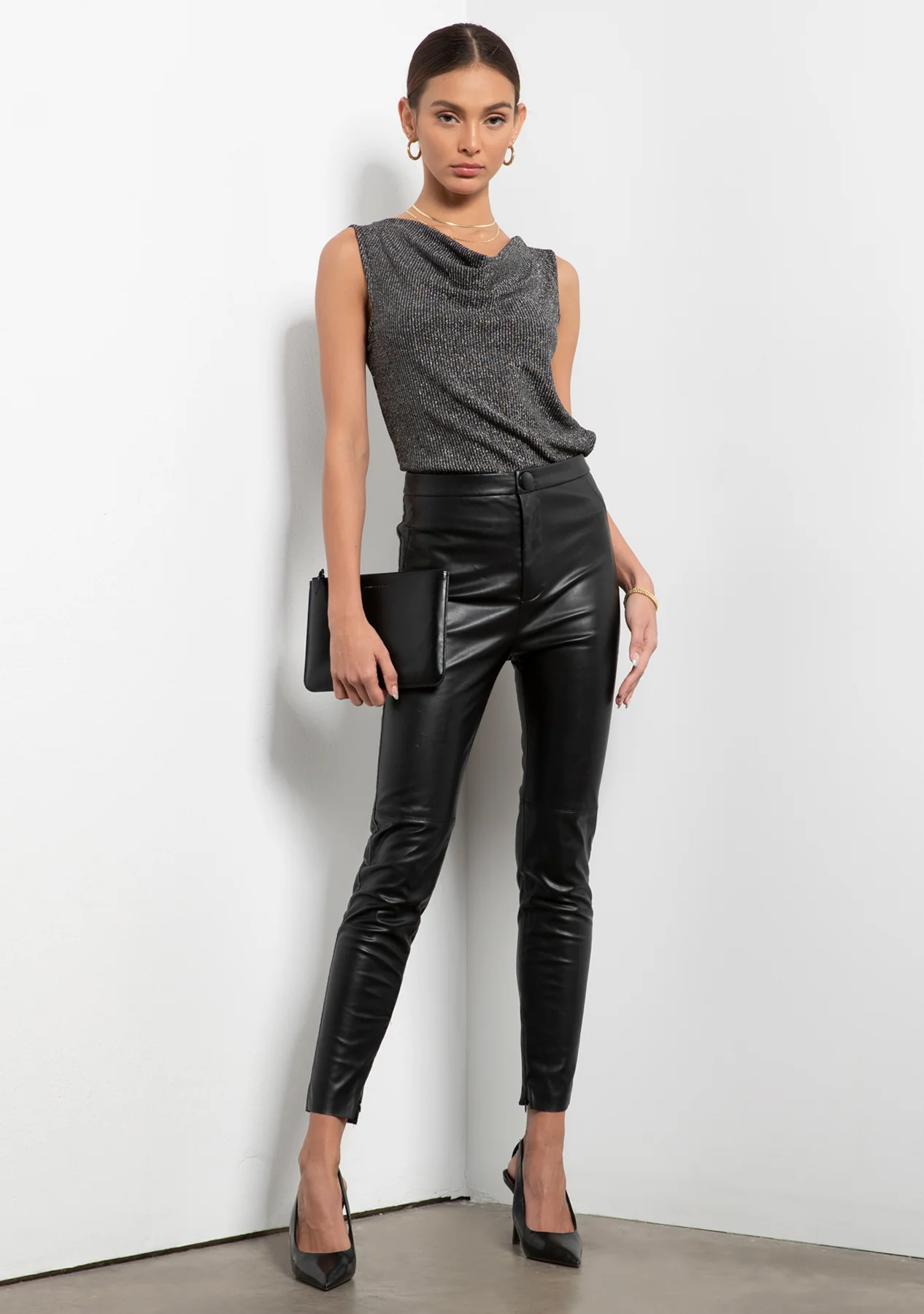 Gigi Metallic Rib Top
