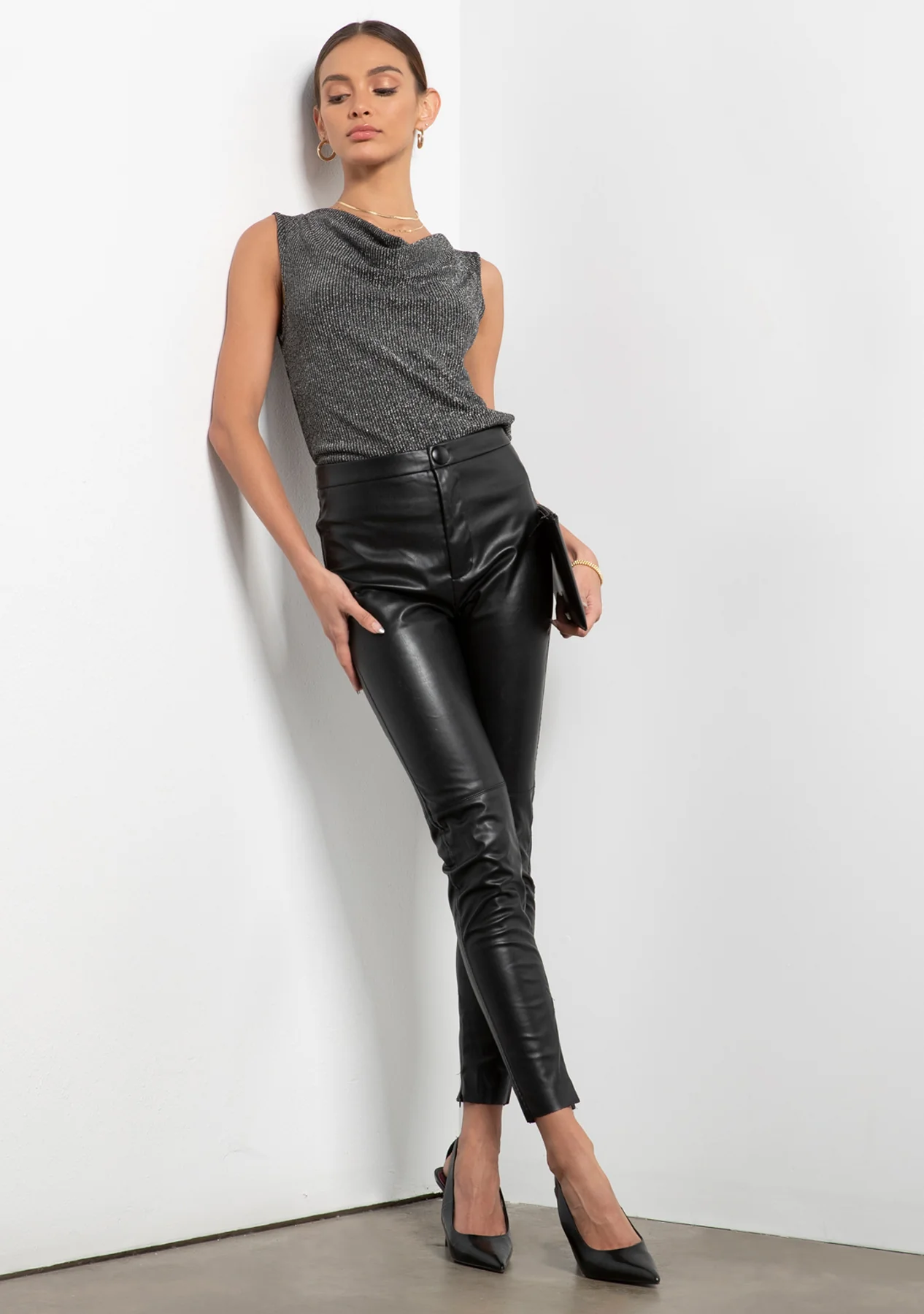 Gigi Metallic Rib Top
