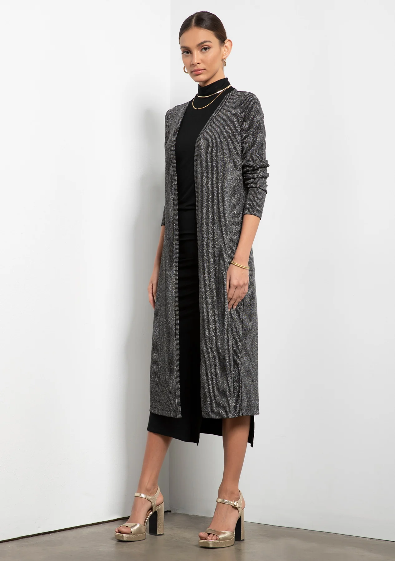 Jovana Metallic Rib Duster