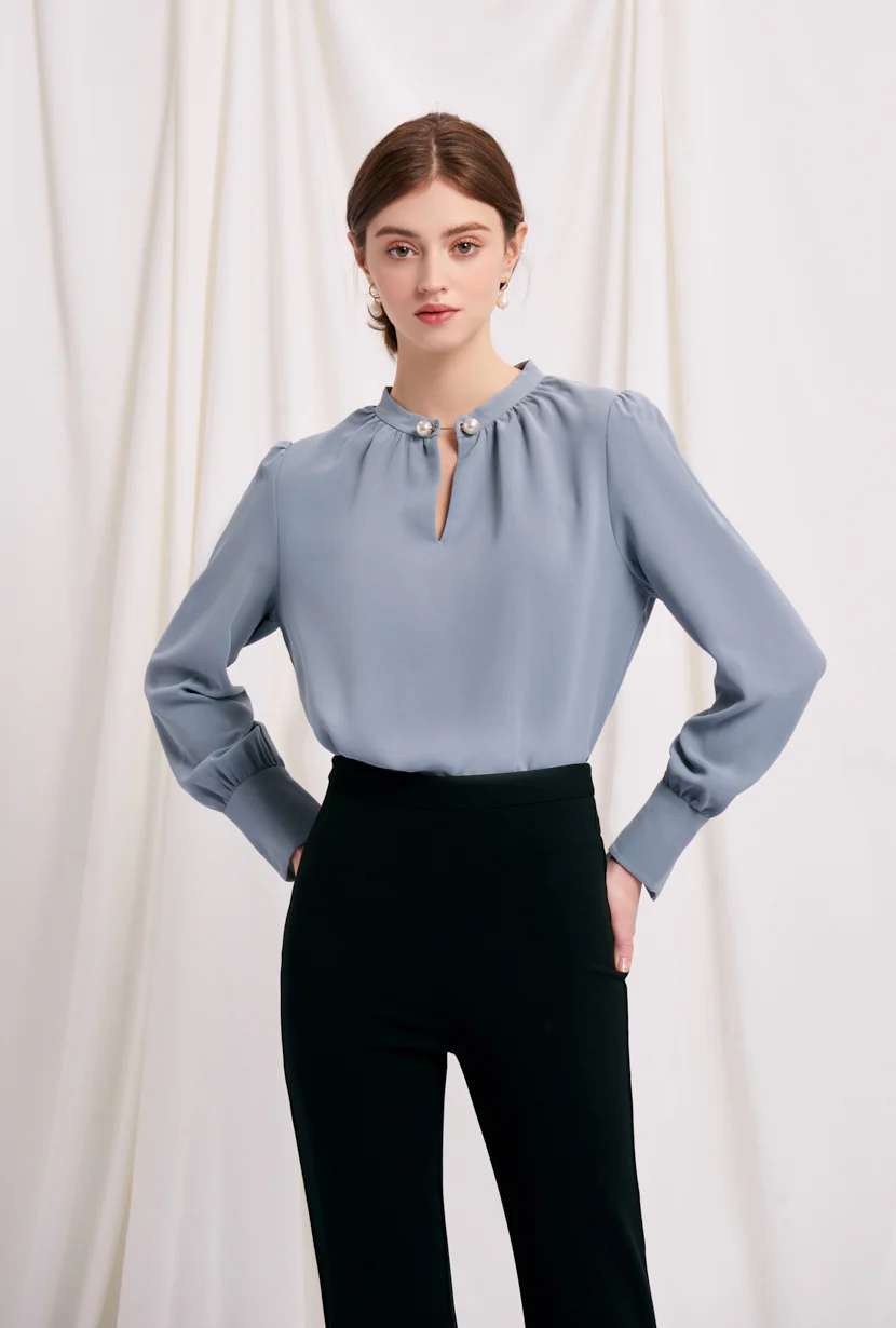 Buvette Pearl Blouse - Dusty Blue
