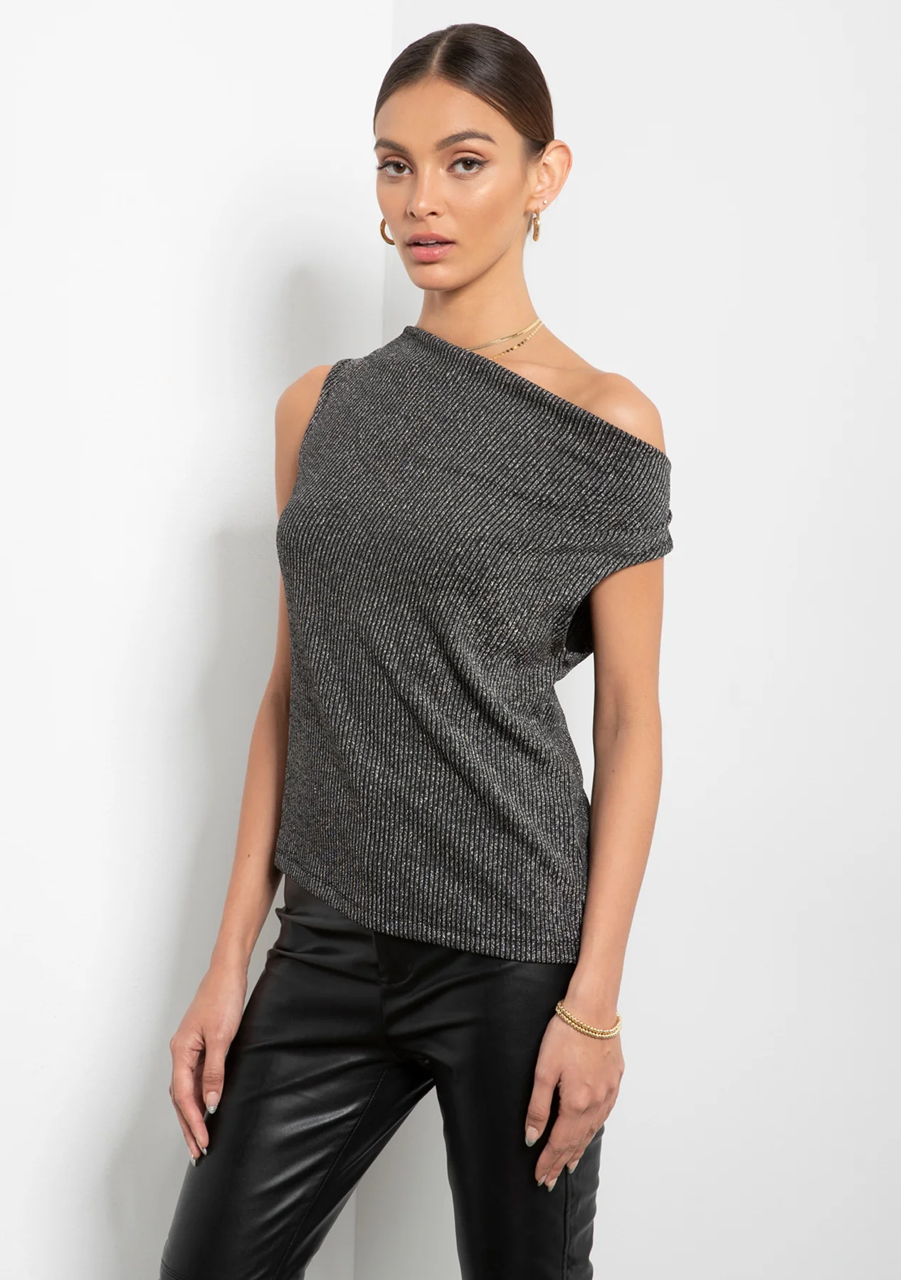 Gigi Metallic Rib Top