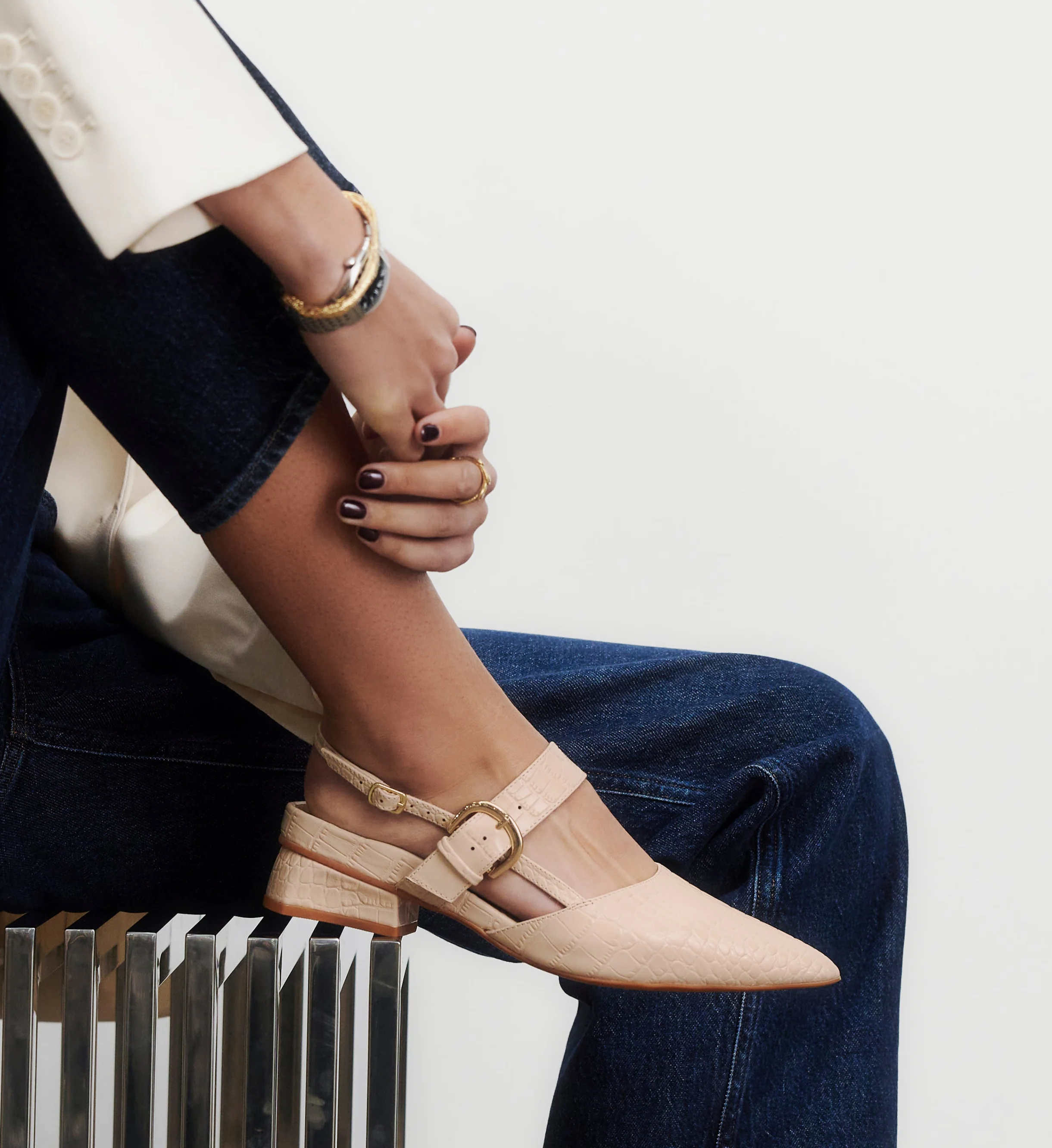 Eider Blush Croc Emboss Leather Flats