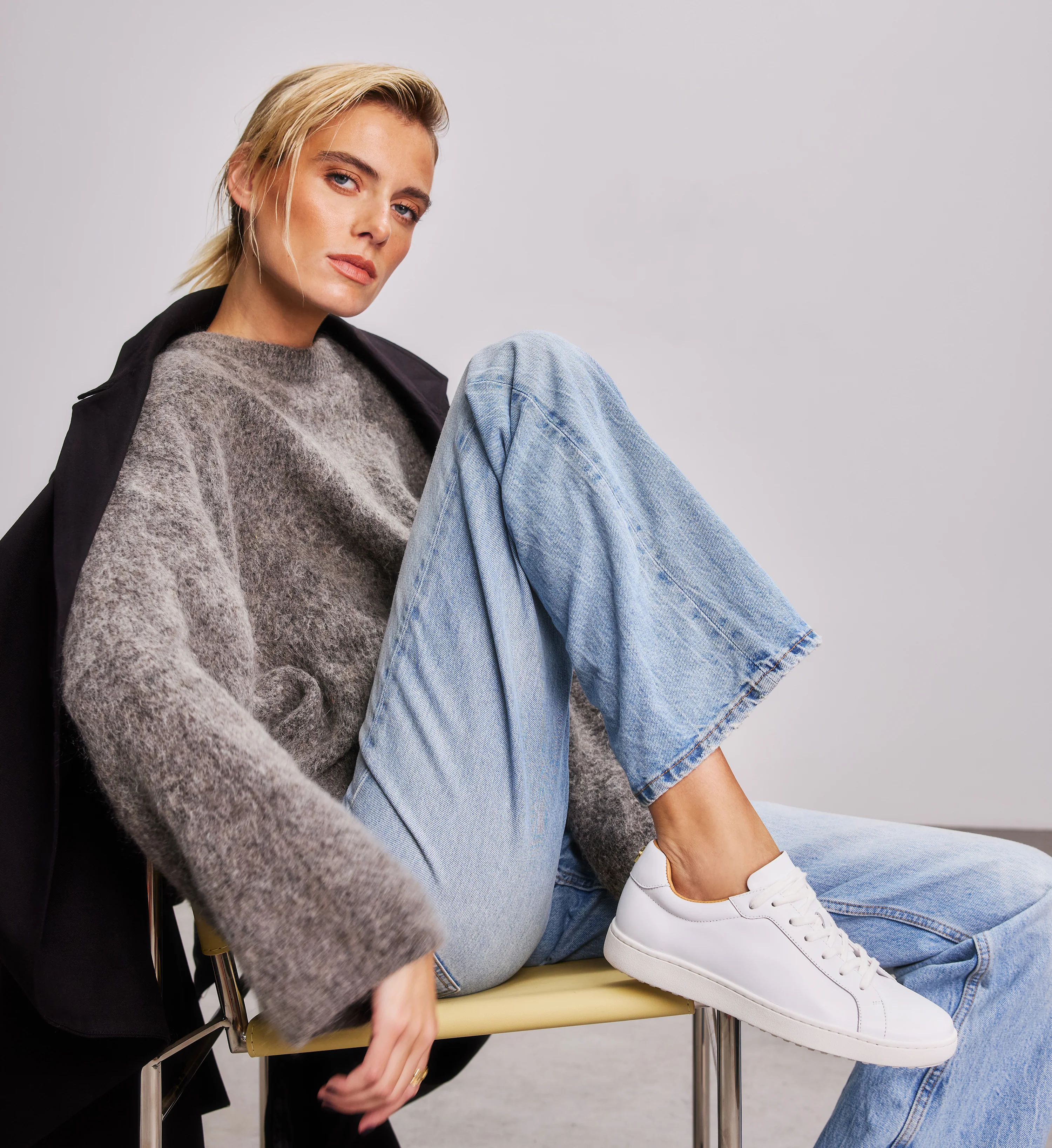 Sialia White Leather Sneakers