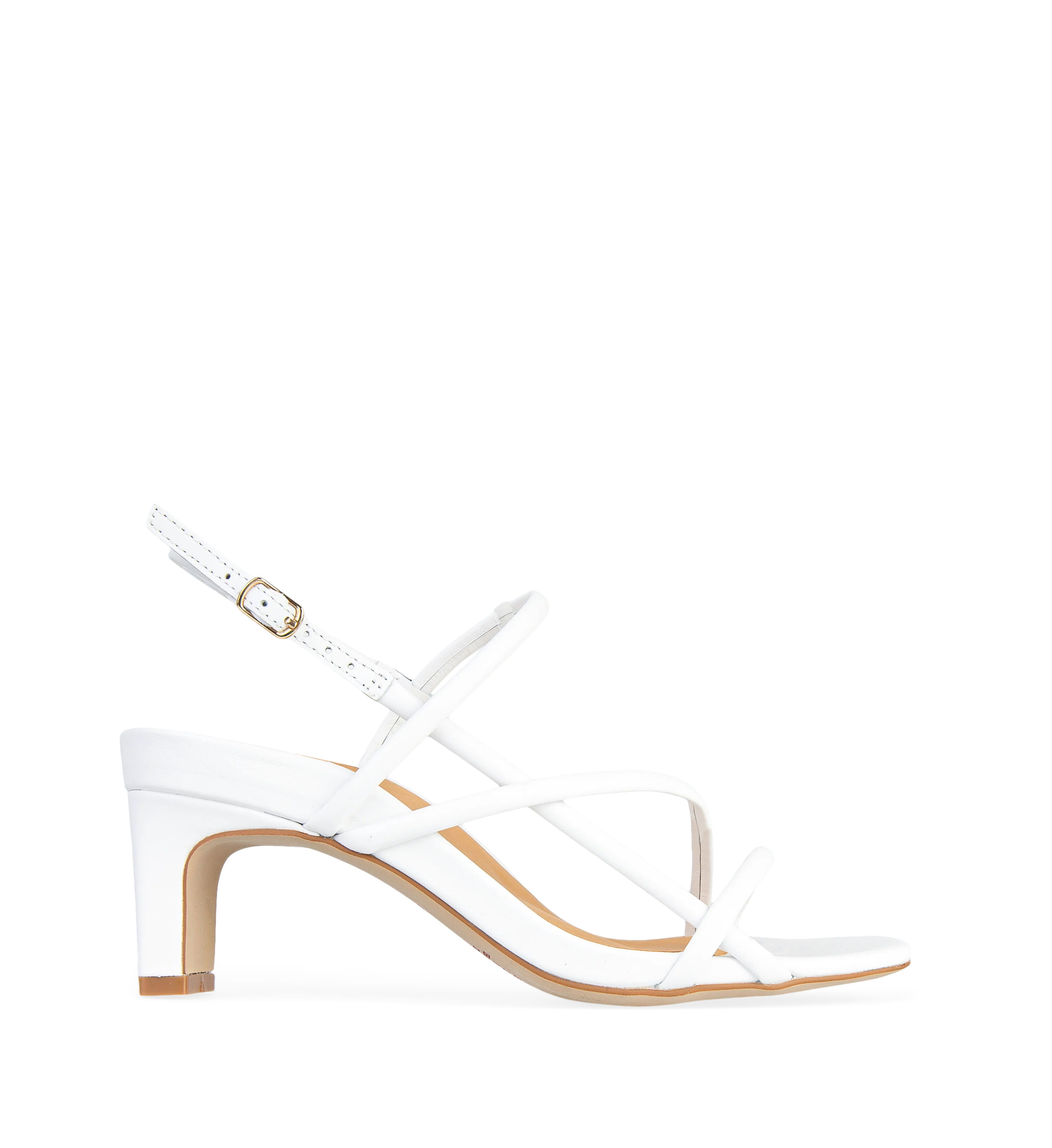 Towhee White Leather Low Heels