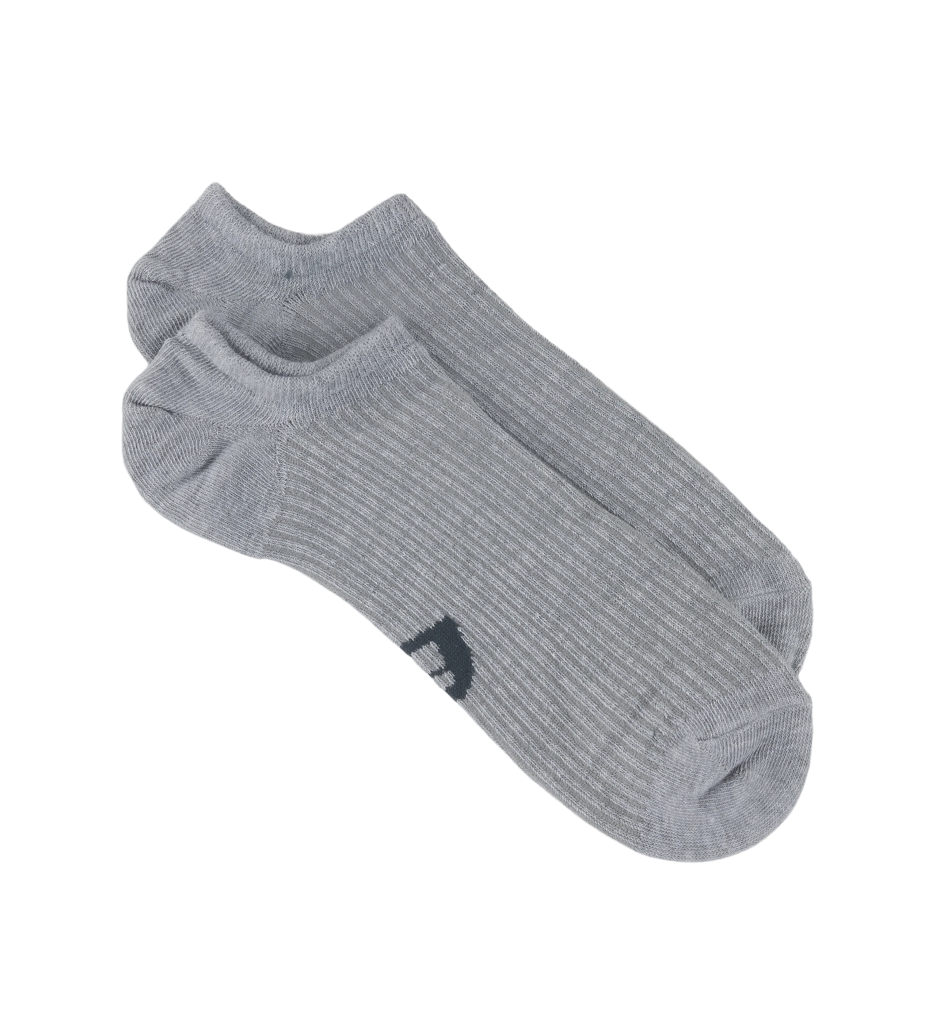 Mens Invisible Socks 3pk Grey Marle Cotton Blend