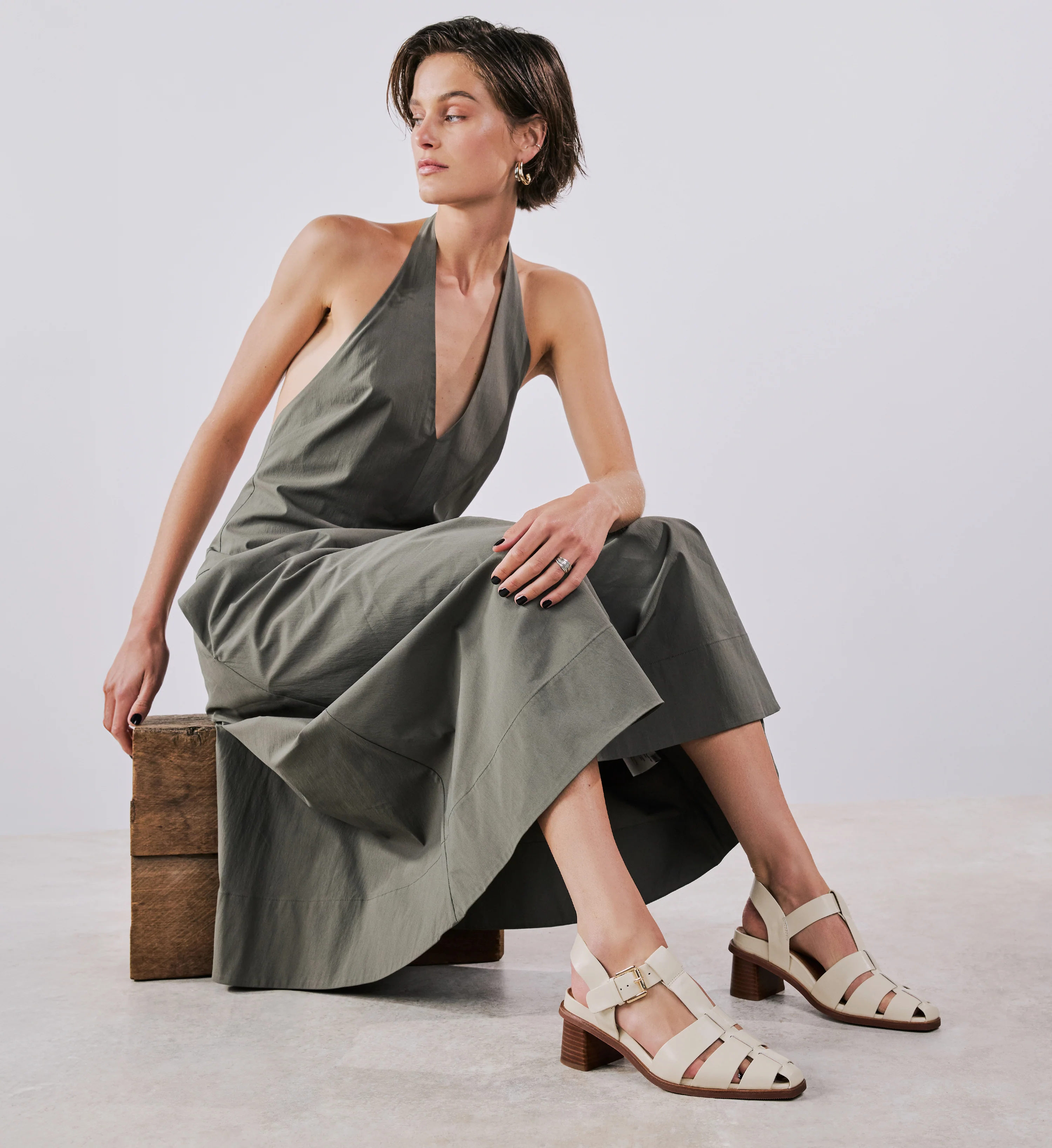 Cardellina Ecru Leather Casual Heels