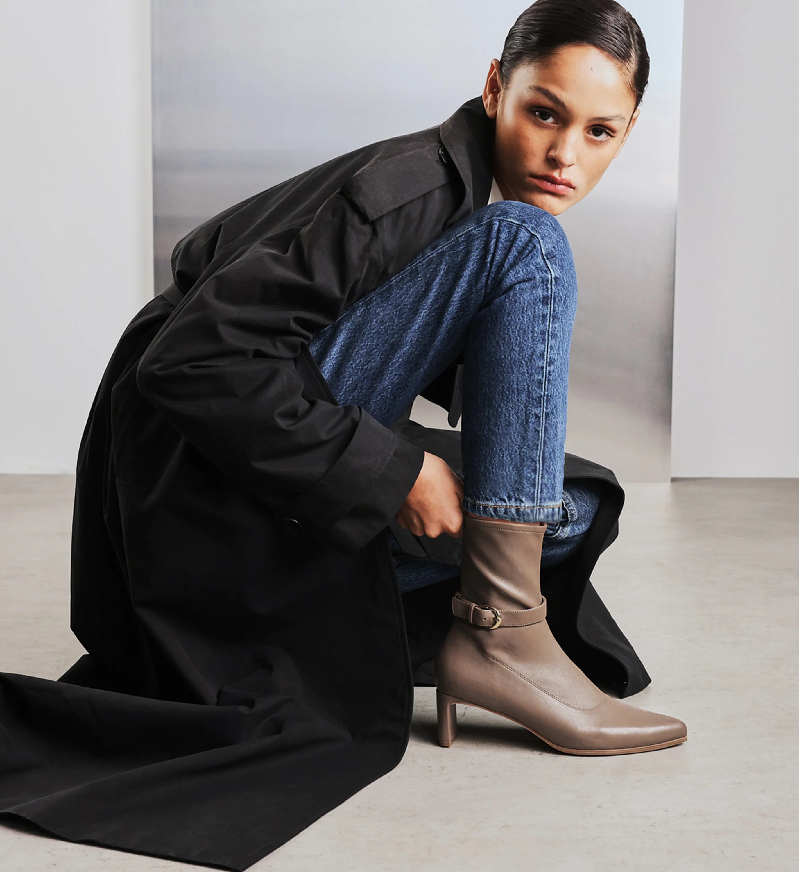 Trocaz Mushroom Stretch Leather Heeled Boots