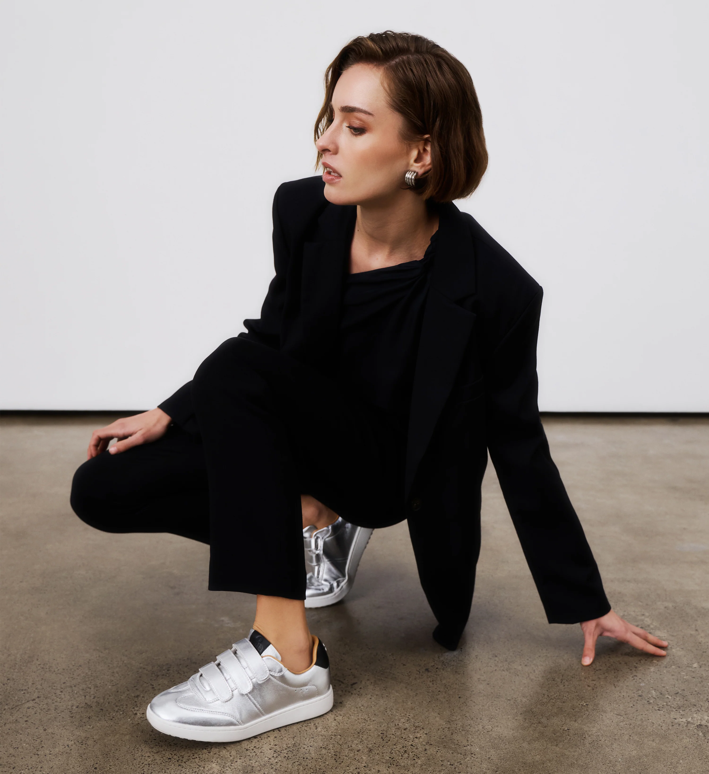 Grandala Silver Leather Sneakers