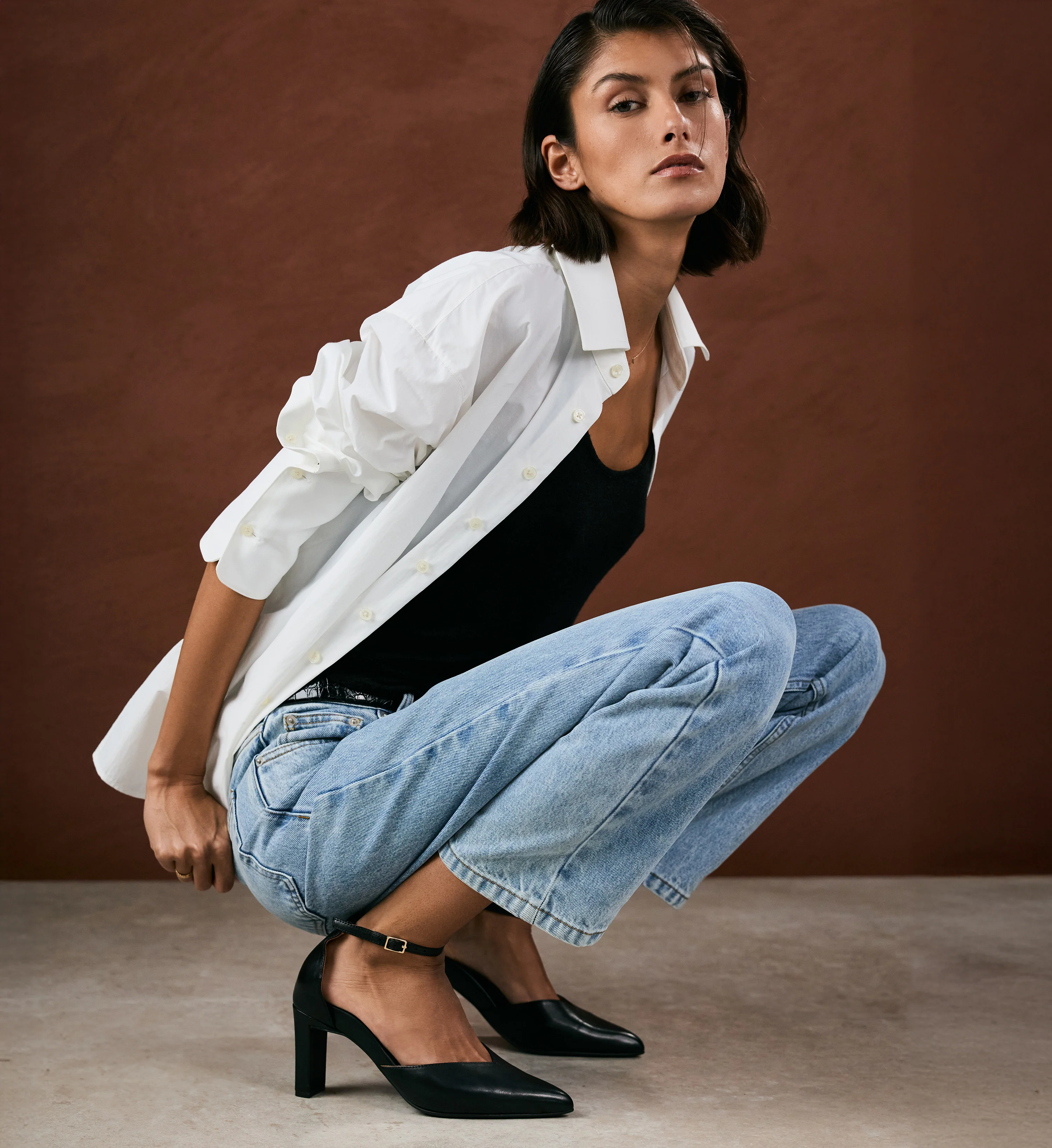 Korimako Black Leather High Heels