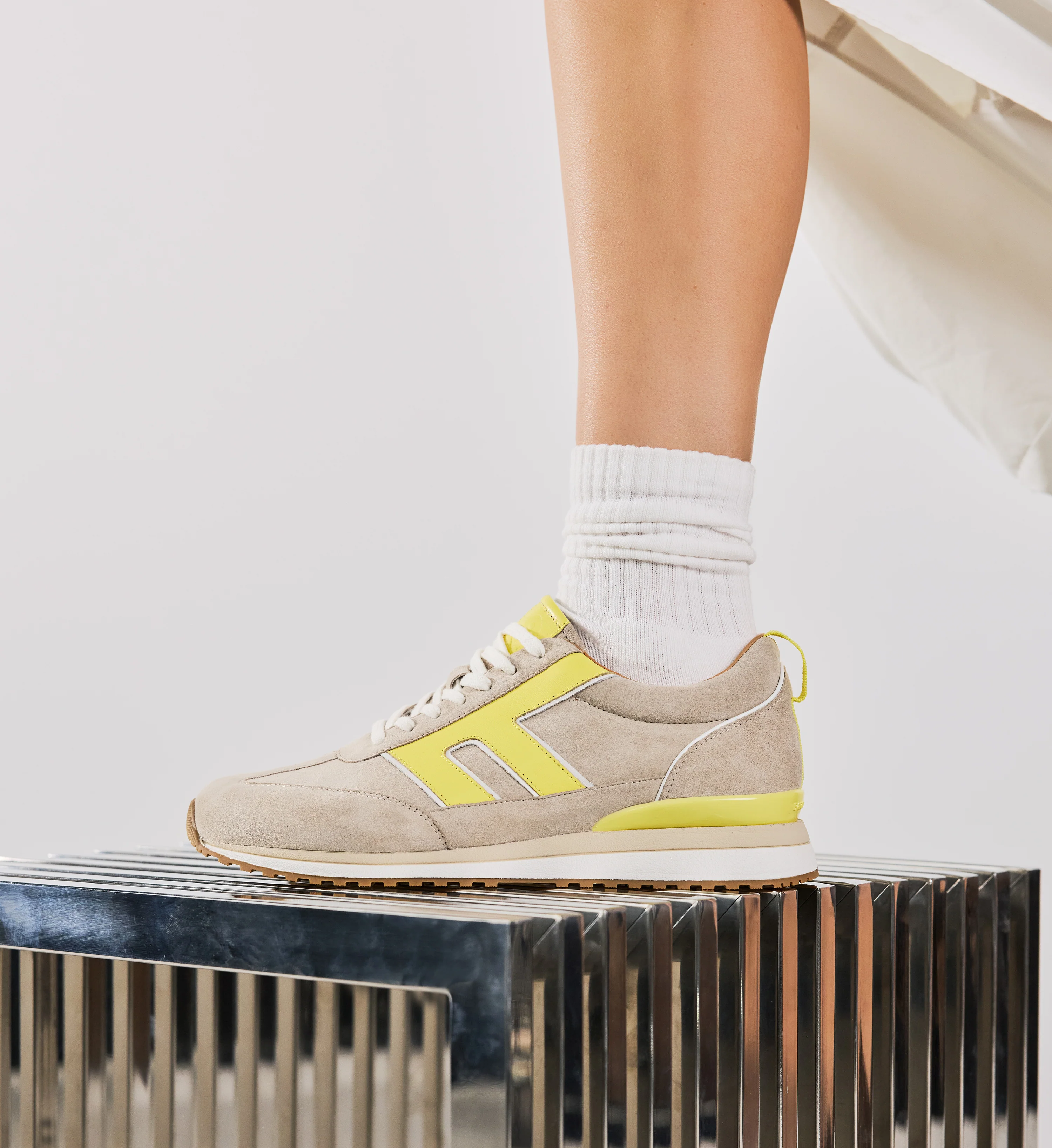 Stork Light Taupe Mix Leather & Suede Sneakers