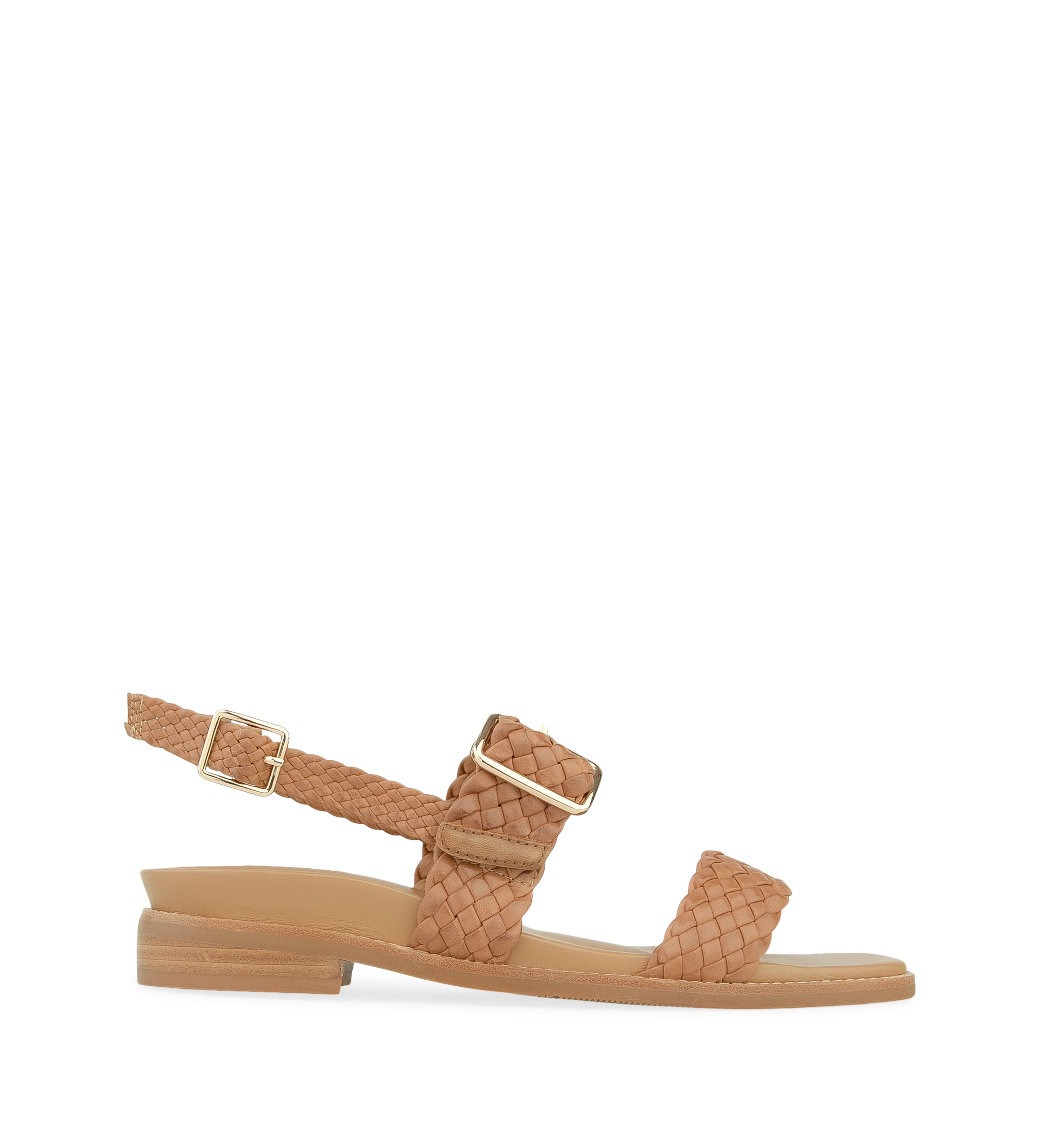Bristlefront Tan Leather Flat Sandals