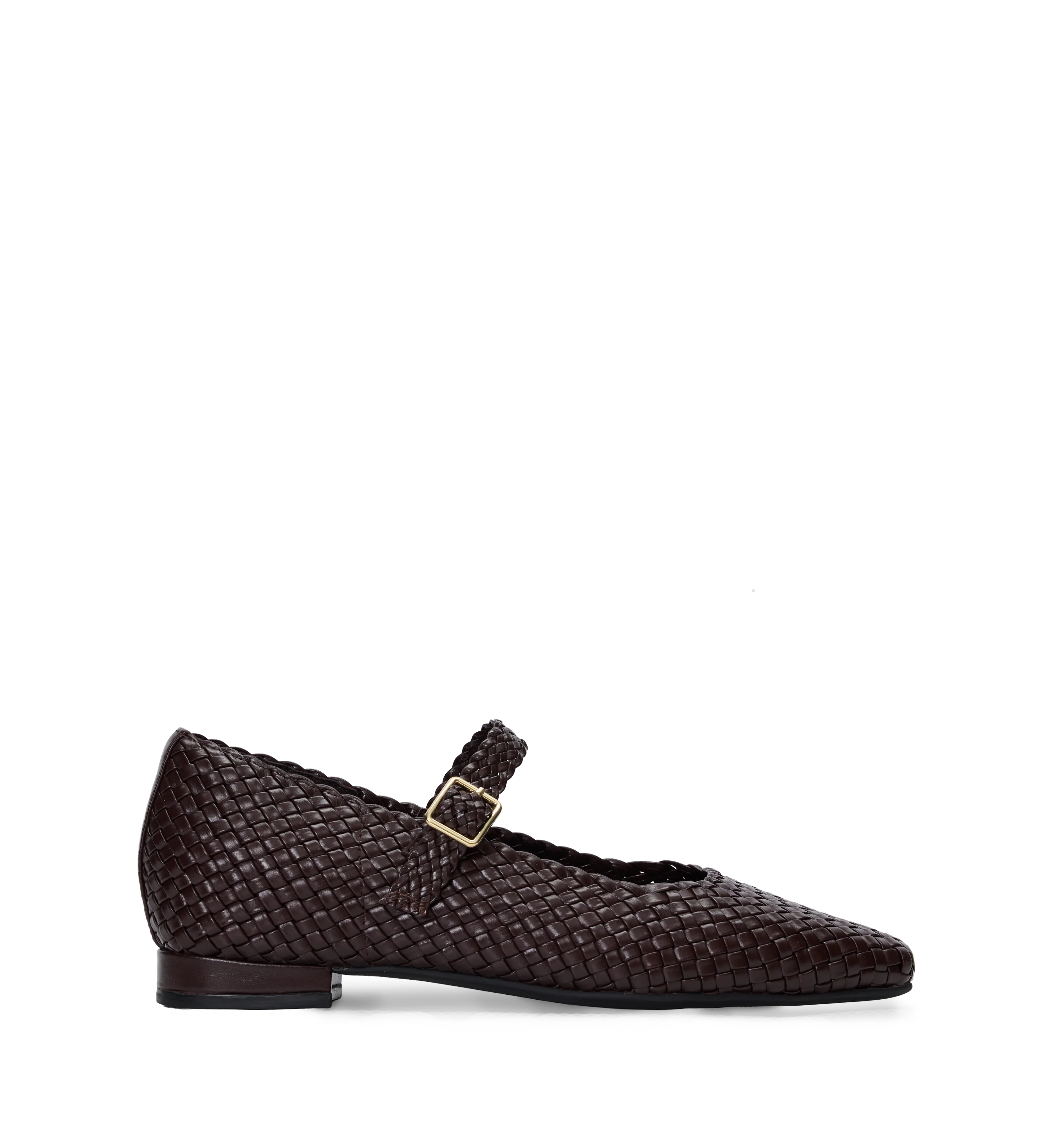 Surfbird Chocolate Brown Woven Leather Ballet Flats
