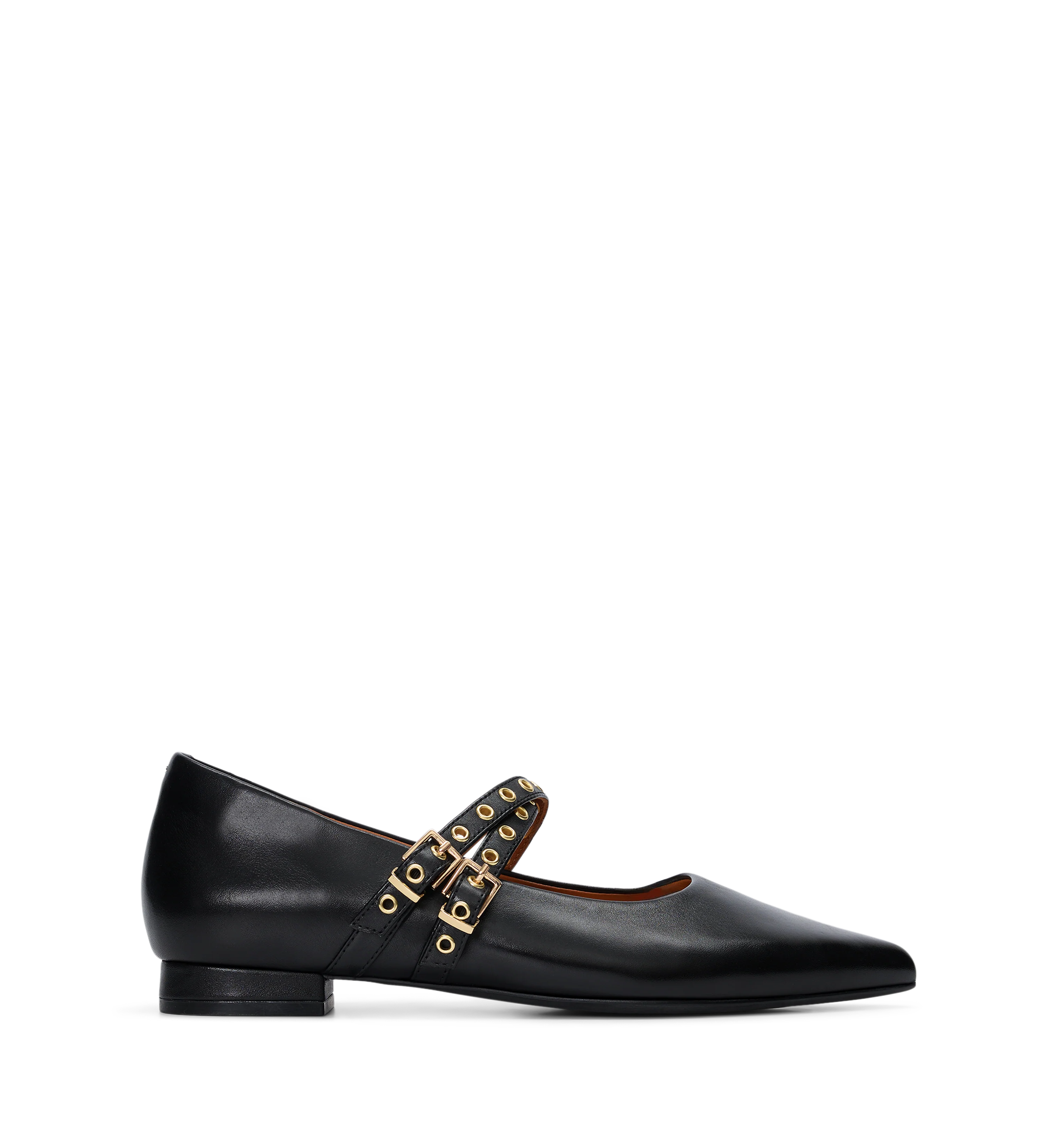 Pipilo Black Leather & Hardware Ballet flats