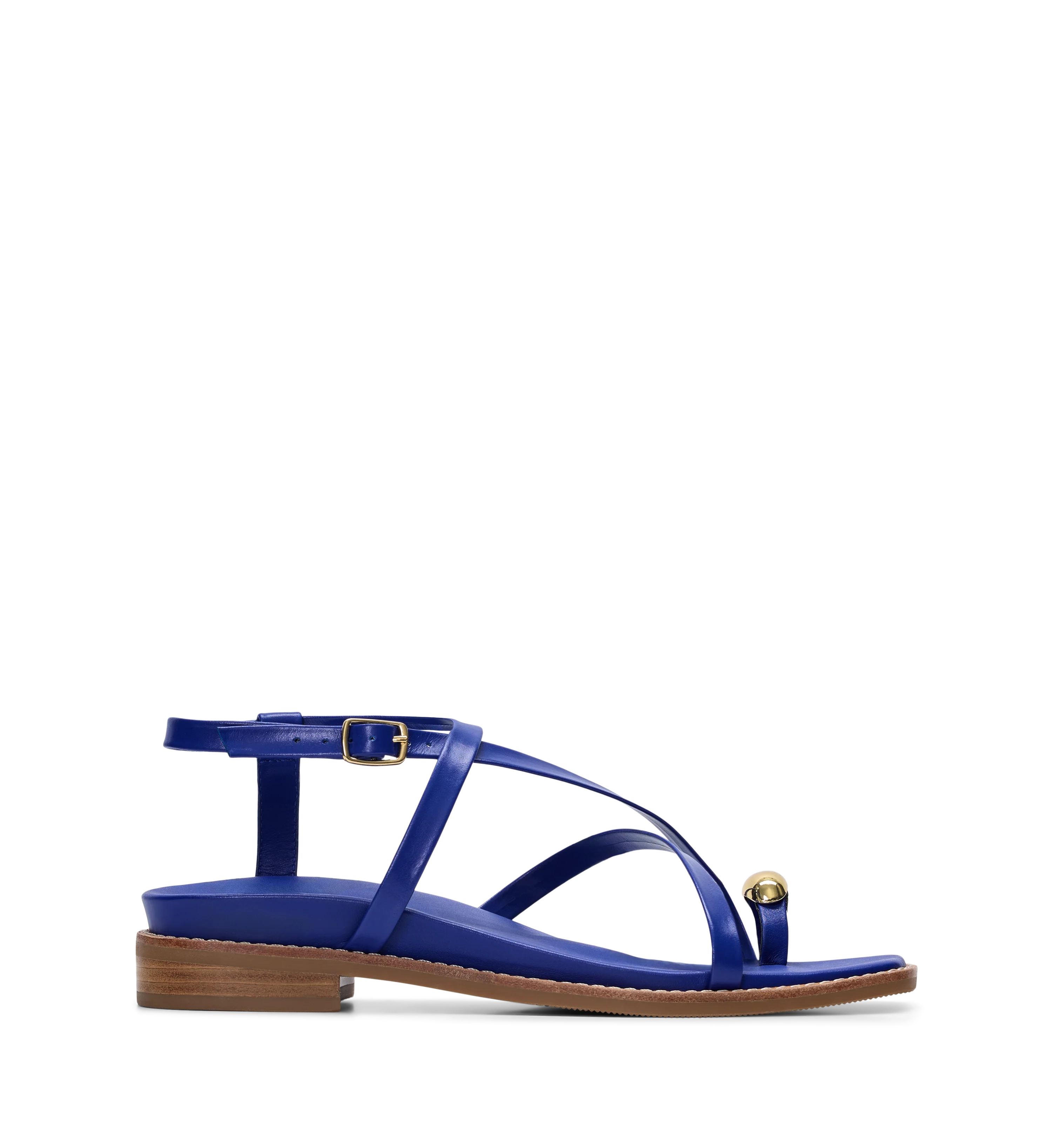 Syma Electric Blue Leather & Hardware Sandals