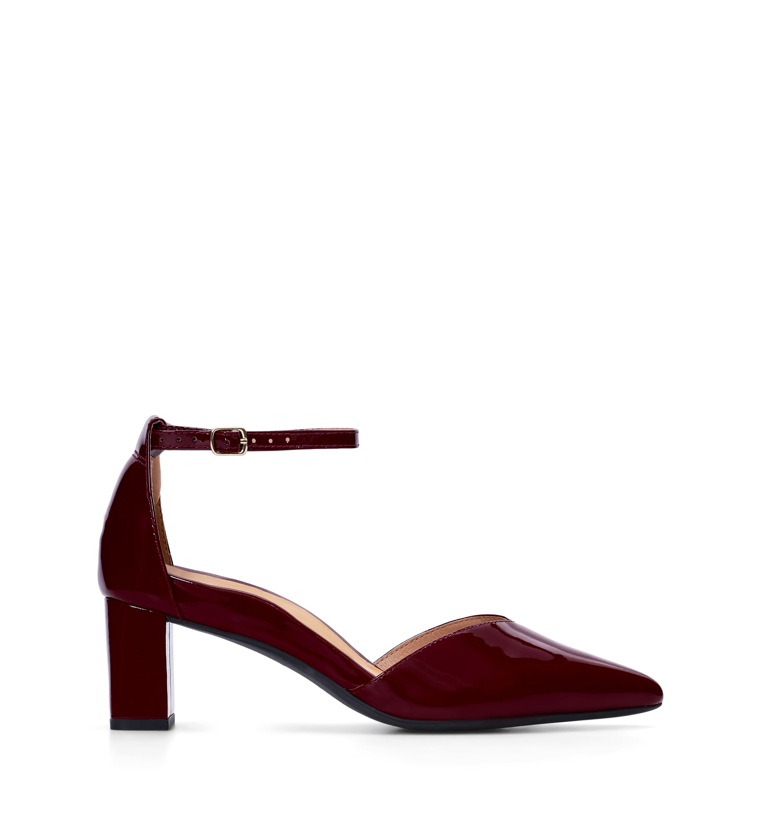 Buteo Dark Cherry Red Patent Leather Low Heels