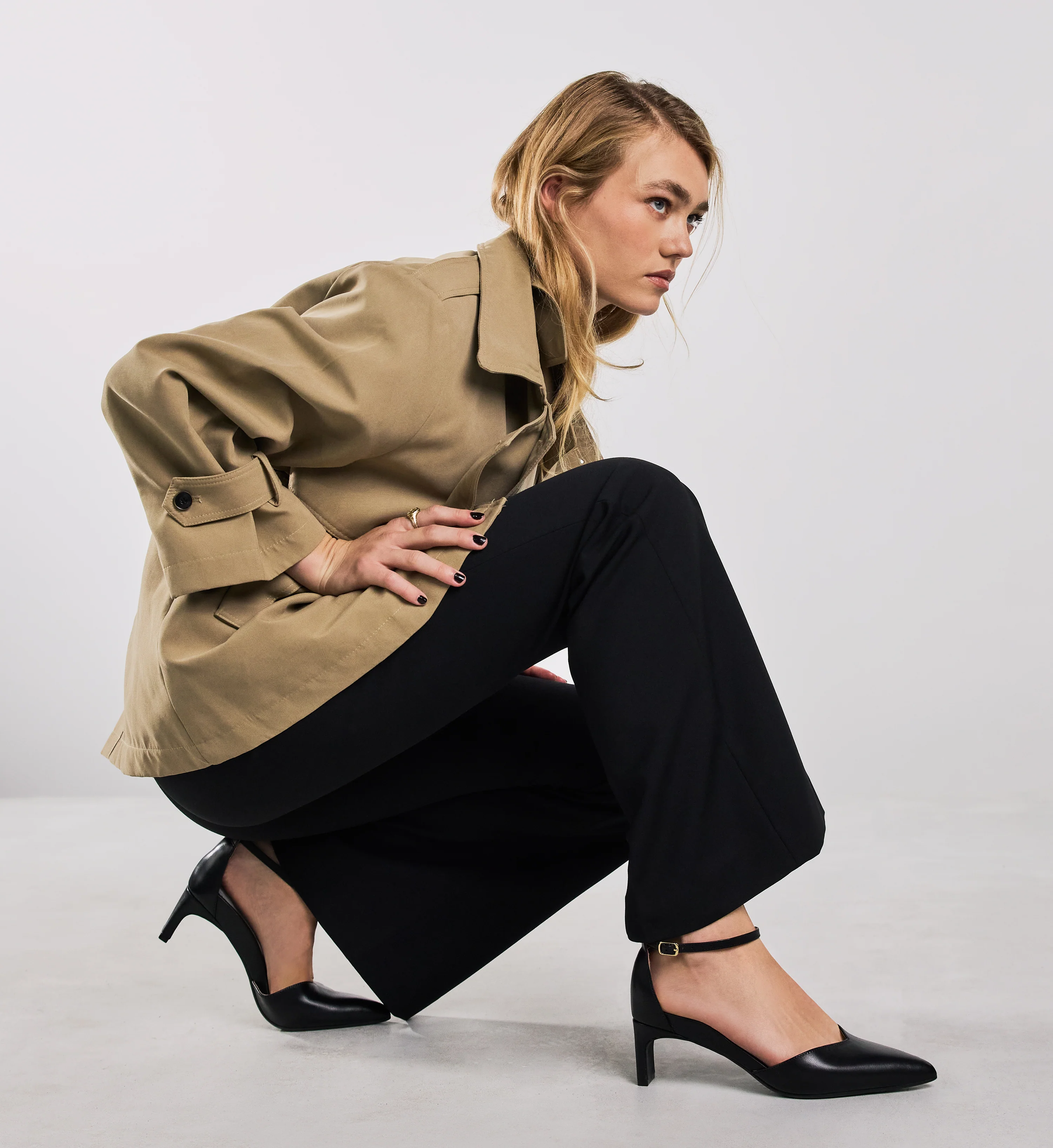 Lark Black leather Low Heels