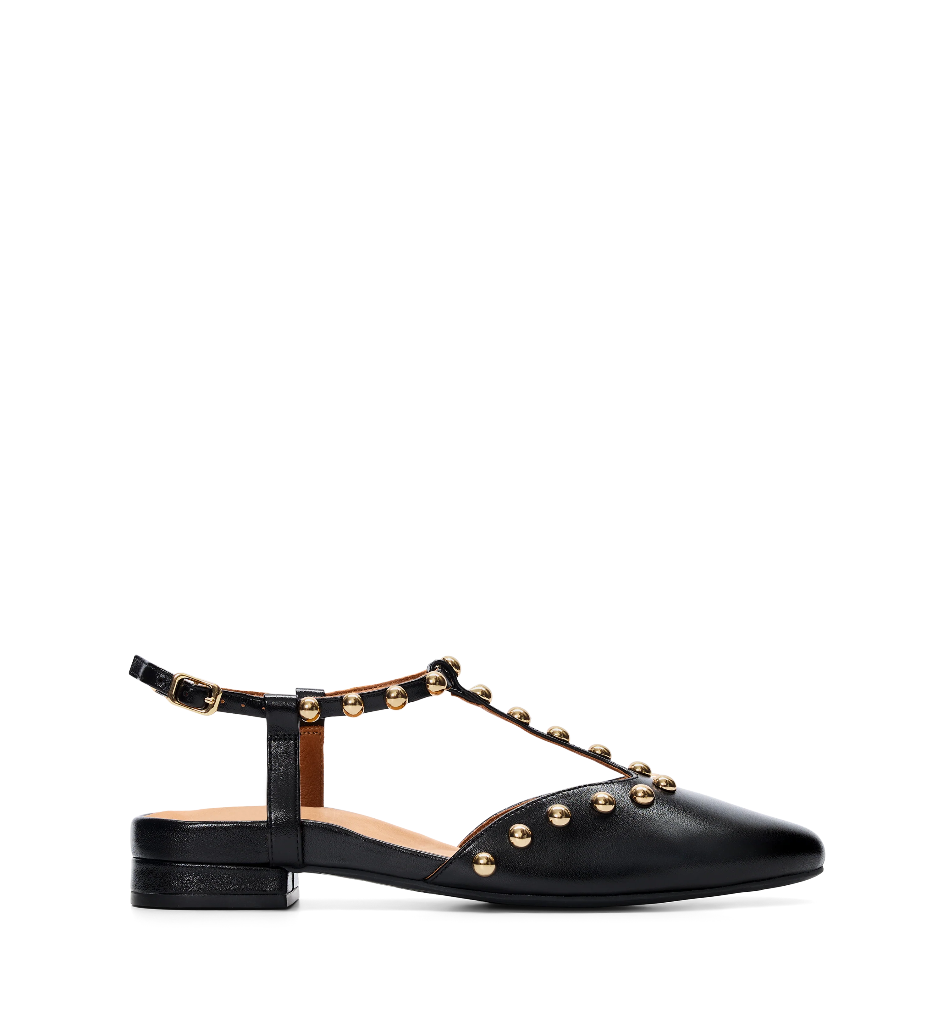 Wagtail Black Leather & Hardware Flats