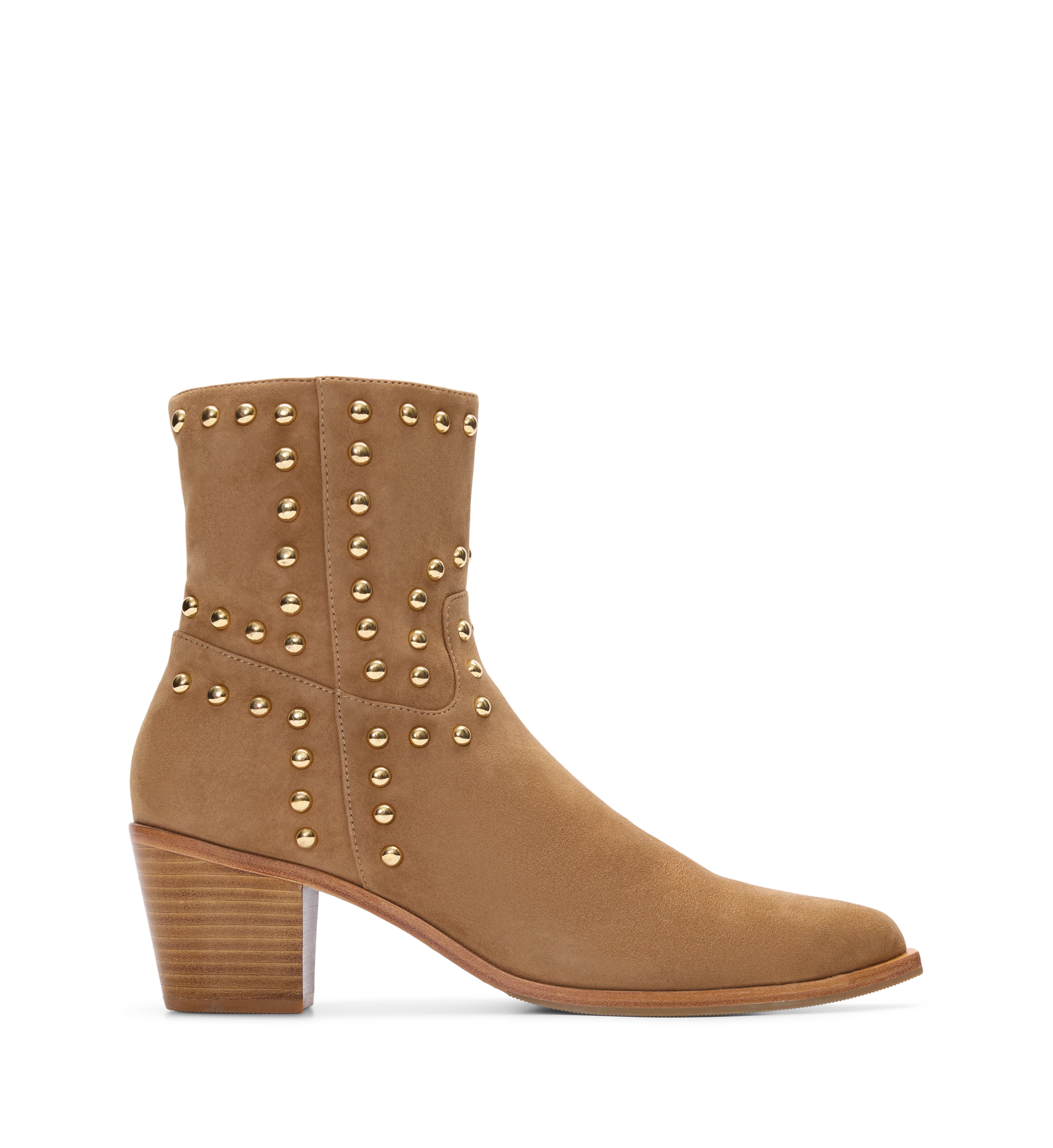 Tetraka Coffee Tan Suede & Hardware Heeled Boots