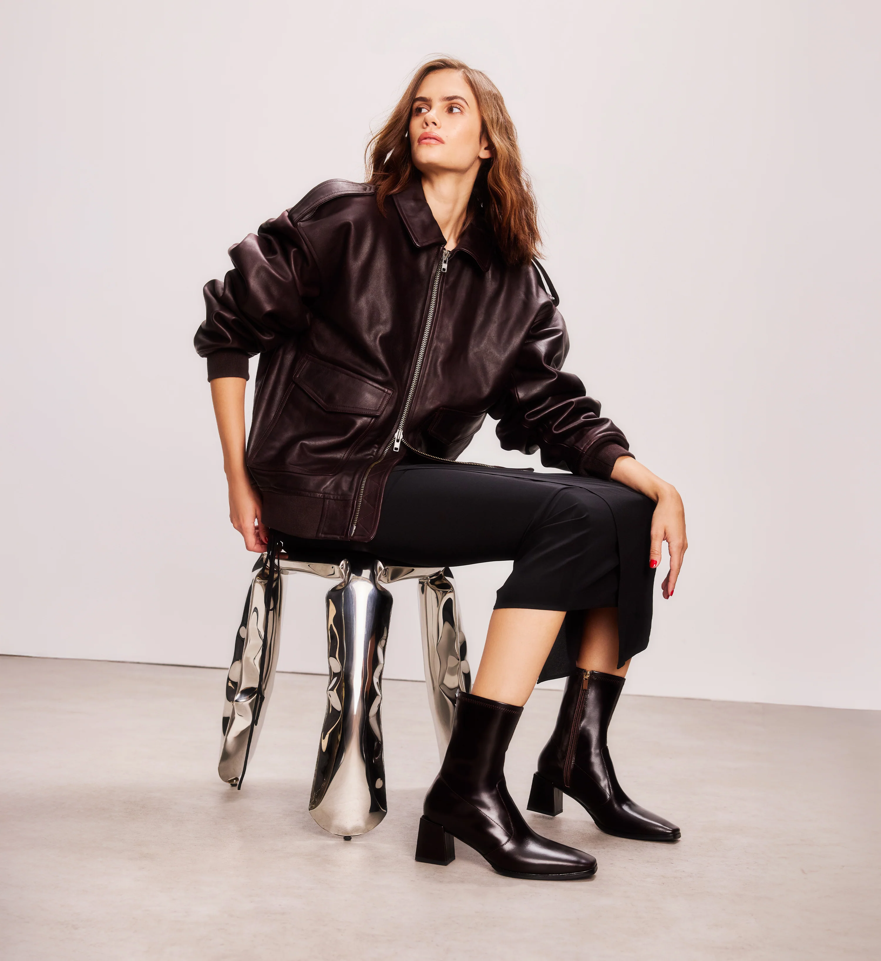 Nightingale Dark Oak Boxed Leather Heeled Boots