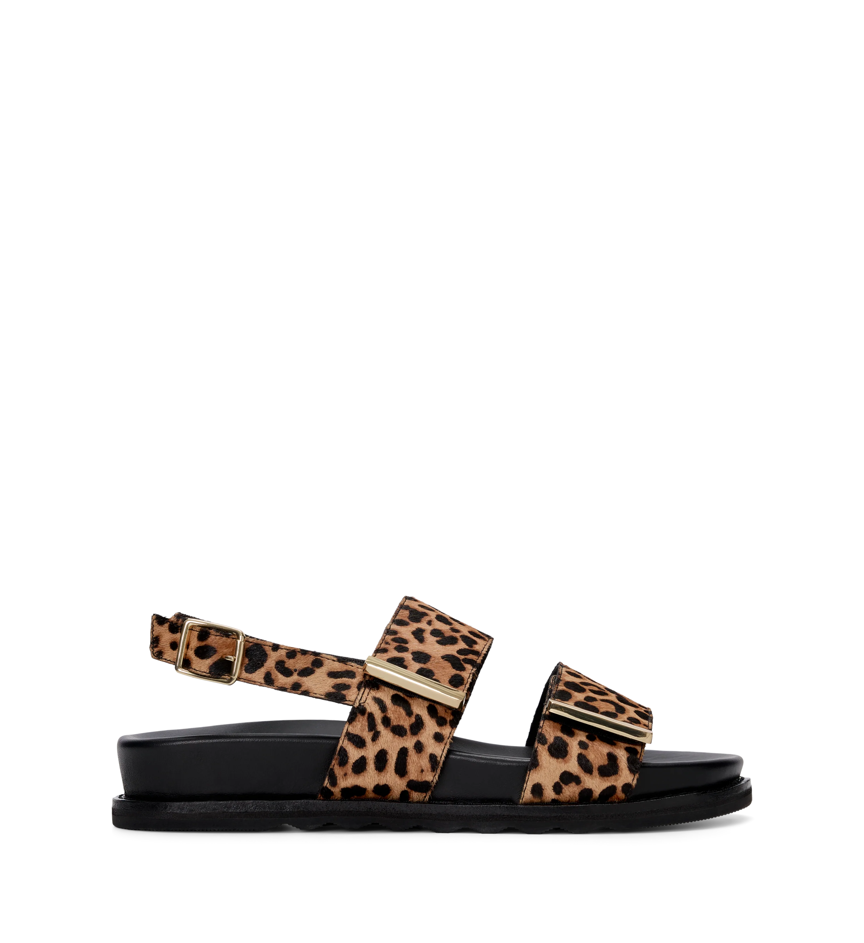 Goura Leopard Print Calf Hair & Hardware Chunky Sandals