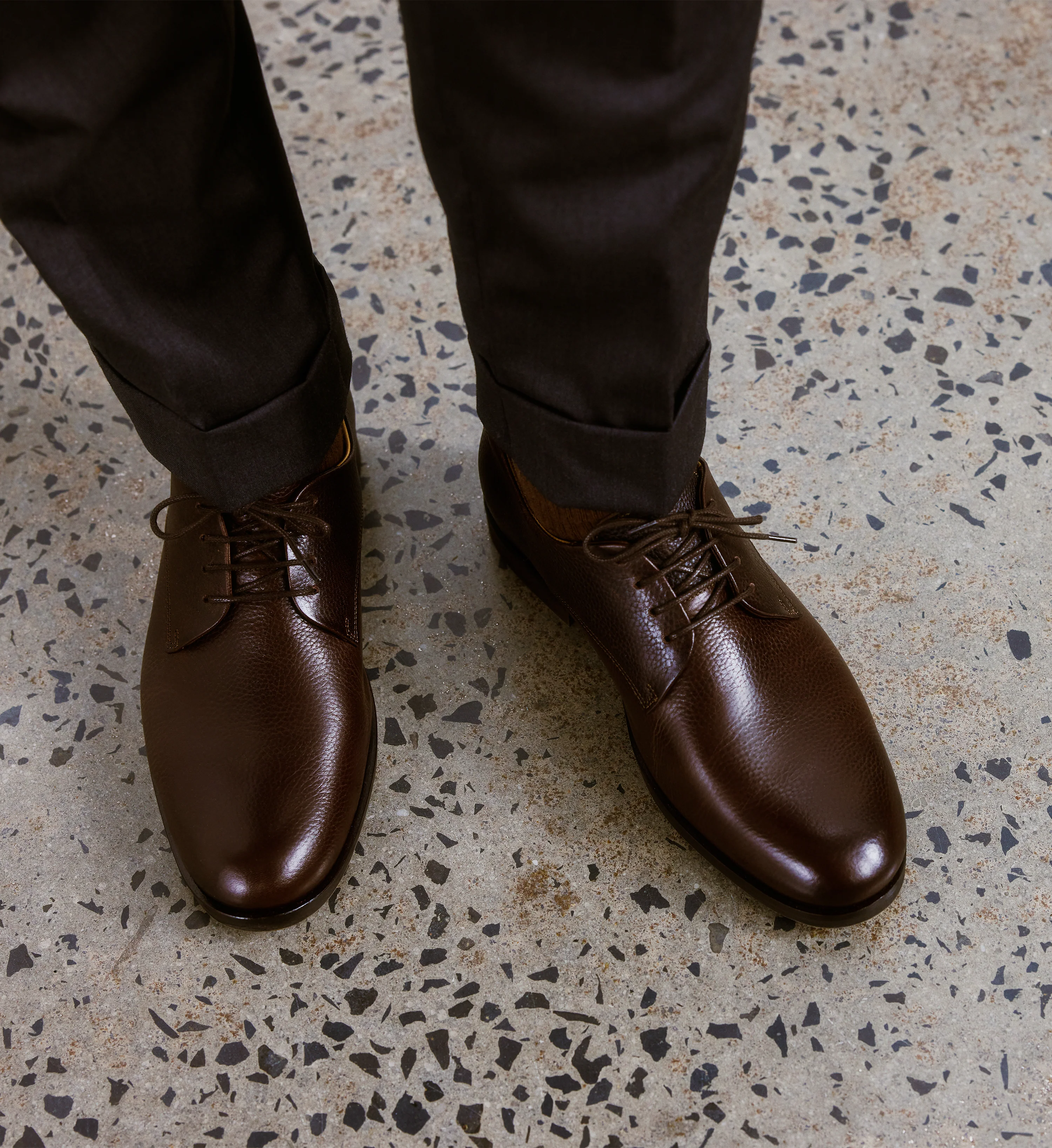 Rubidium Chocolate Pebbled Leather Men's Dress Shoes