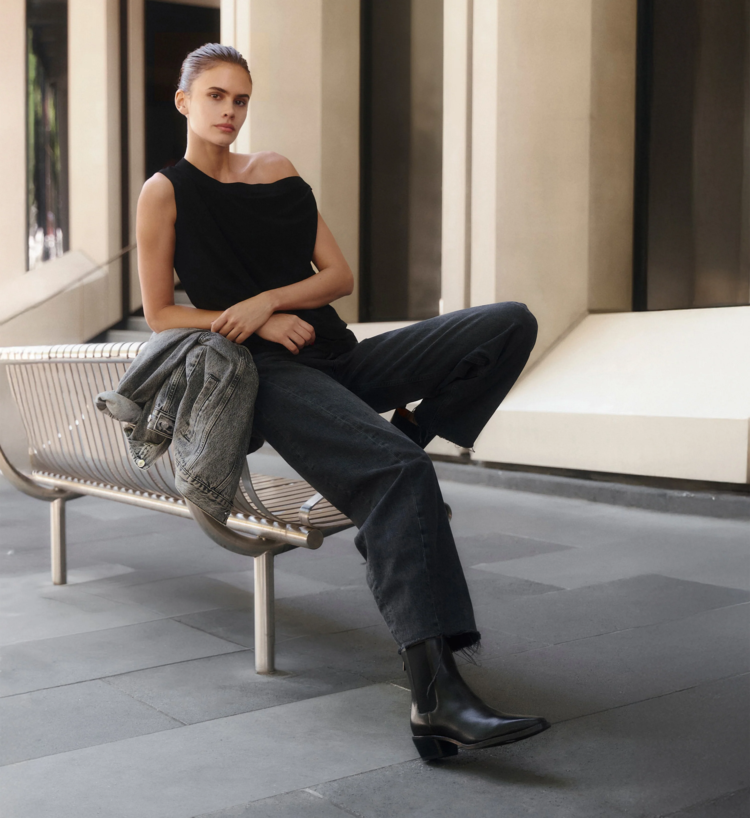 Vini Black Leather Heeled Boots